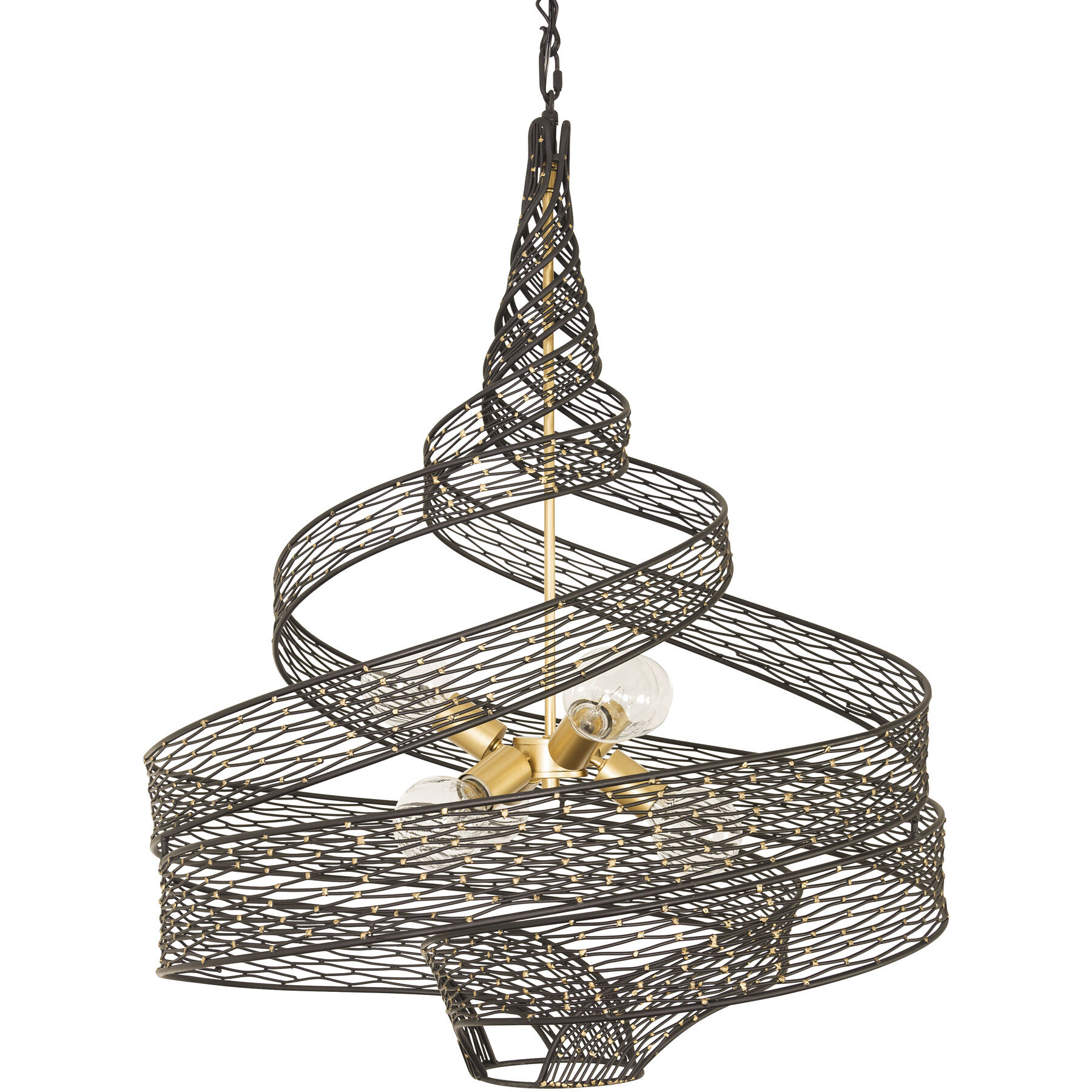 Flow 6 Light 30 inch Gold Pendant Ceiling Light in Matte Black/French Gold
