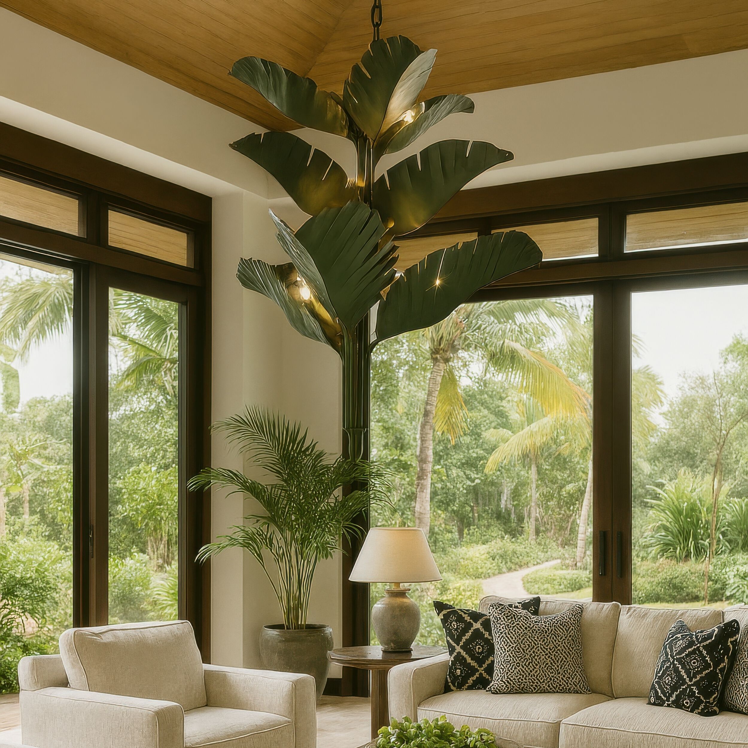 Banana Leaf 12 Light 44 inch Banana Leaf Chandelier Ceiling Light