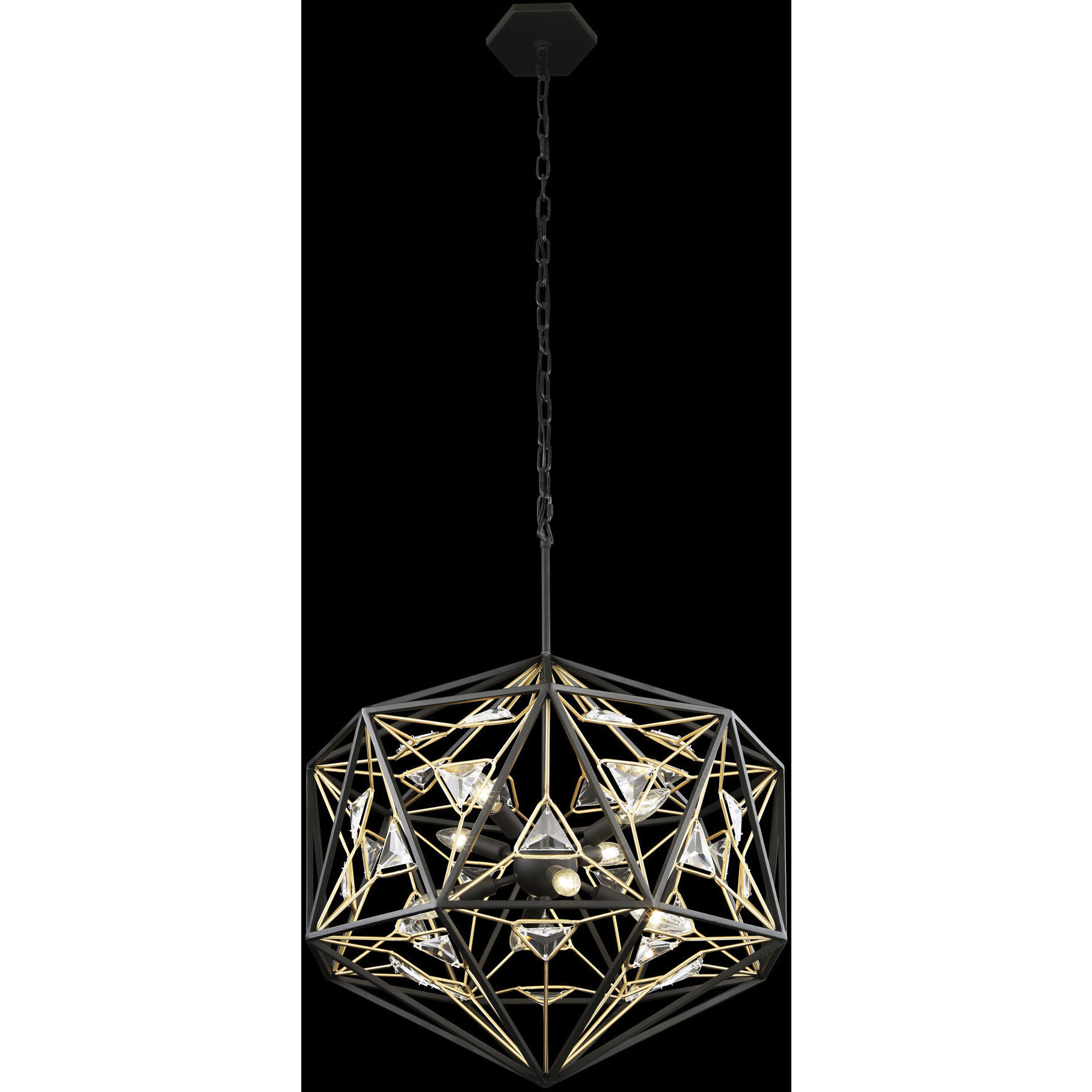 Marcia 8 Light 24 inch Matte Black and French Gold Pendant Ceiling Light