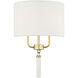 Secret Agent 2 Light 12 inch Painted Gold and White Leather Sconce Wall Light