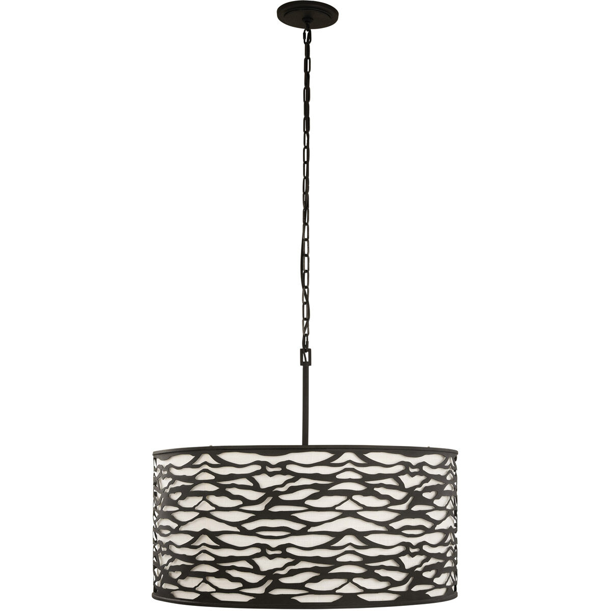 Kato 6 Light 30 inch Black Pendant Ceiling Light in Carbon