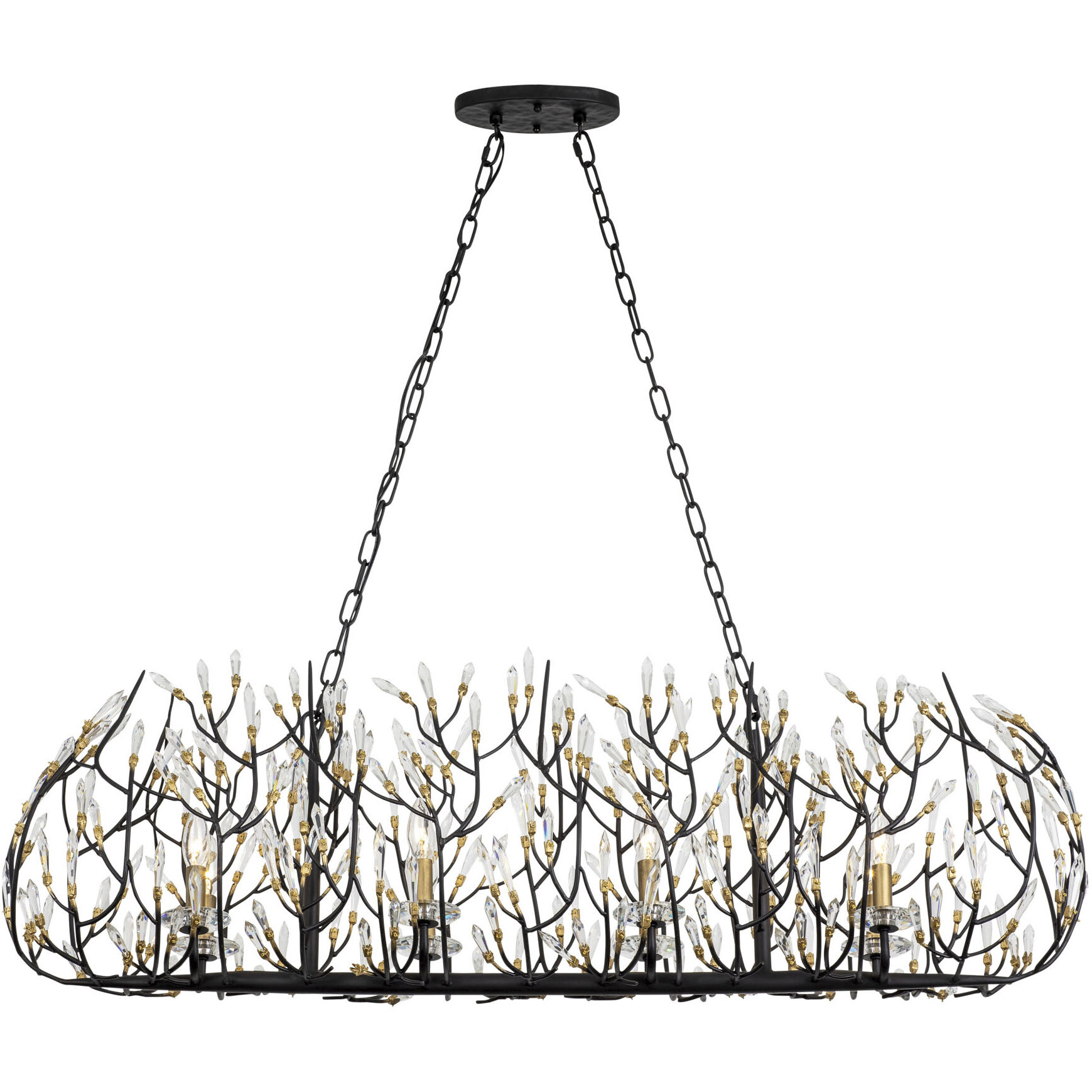 Bask 8 Light 48 inch Matte Black and French Gold Linear Pendant Ceiling Light