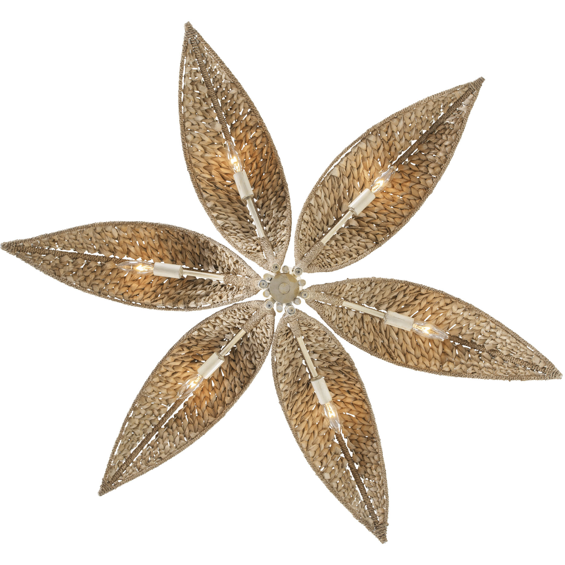 Century Palm 6 Light 38 inch Country White Chandelier Ceiling Light