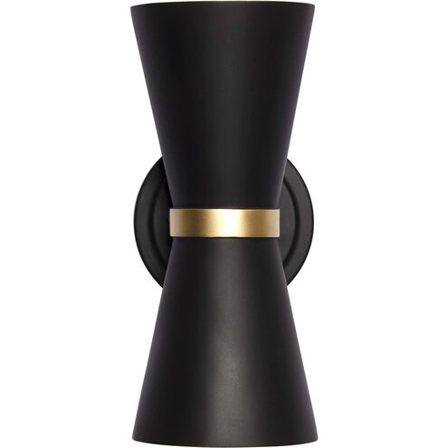 Mad Hatter 2 Light 5 inch Matte Black and French Gold Wall Sconce Wall Light