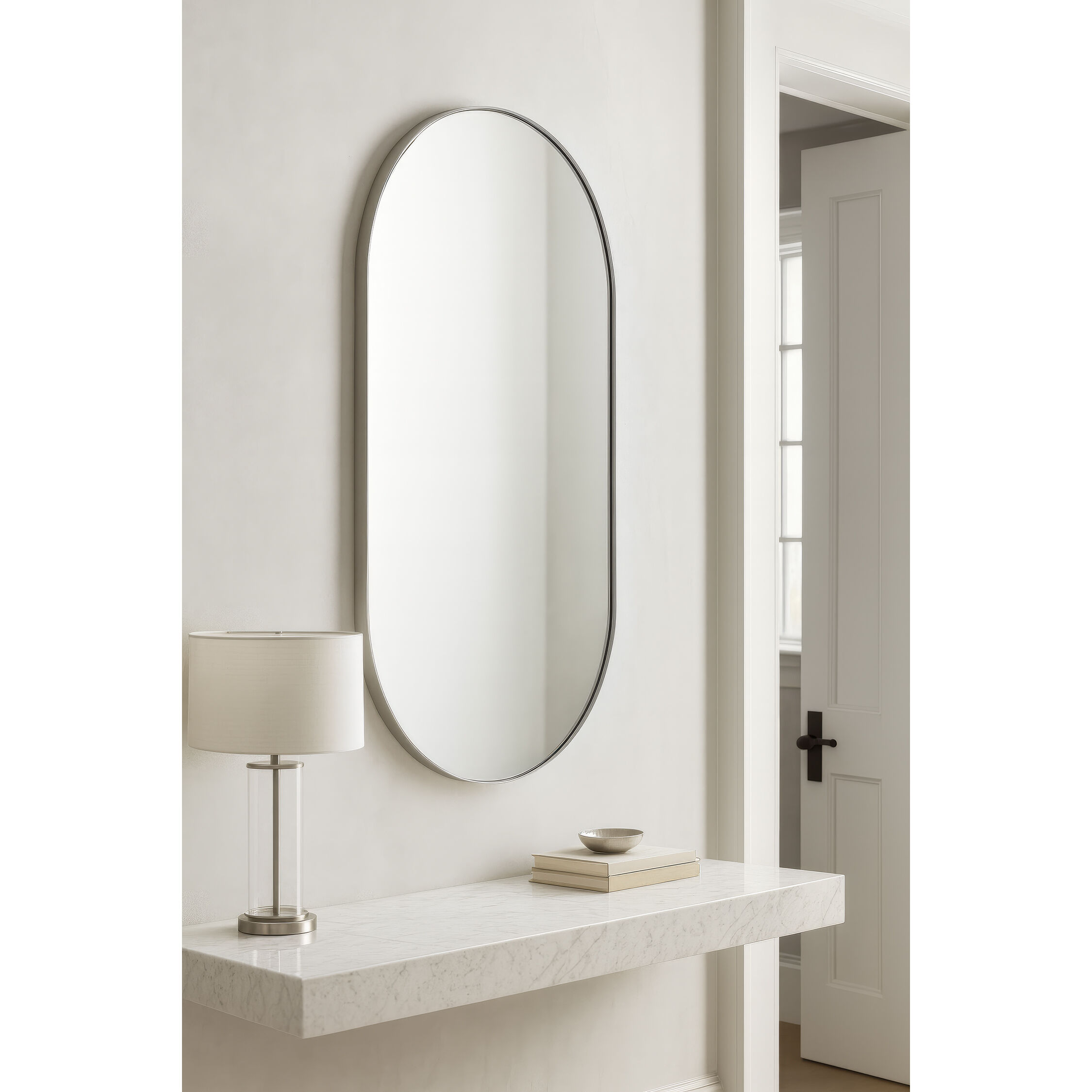 Capsule 40 X 22 inch Chrome Wall Mirror in Painted Chrome