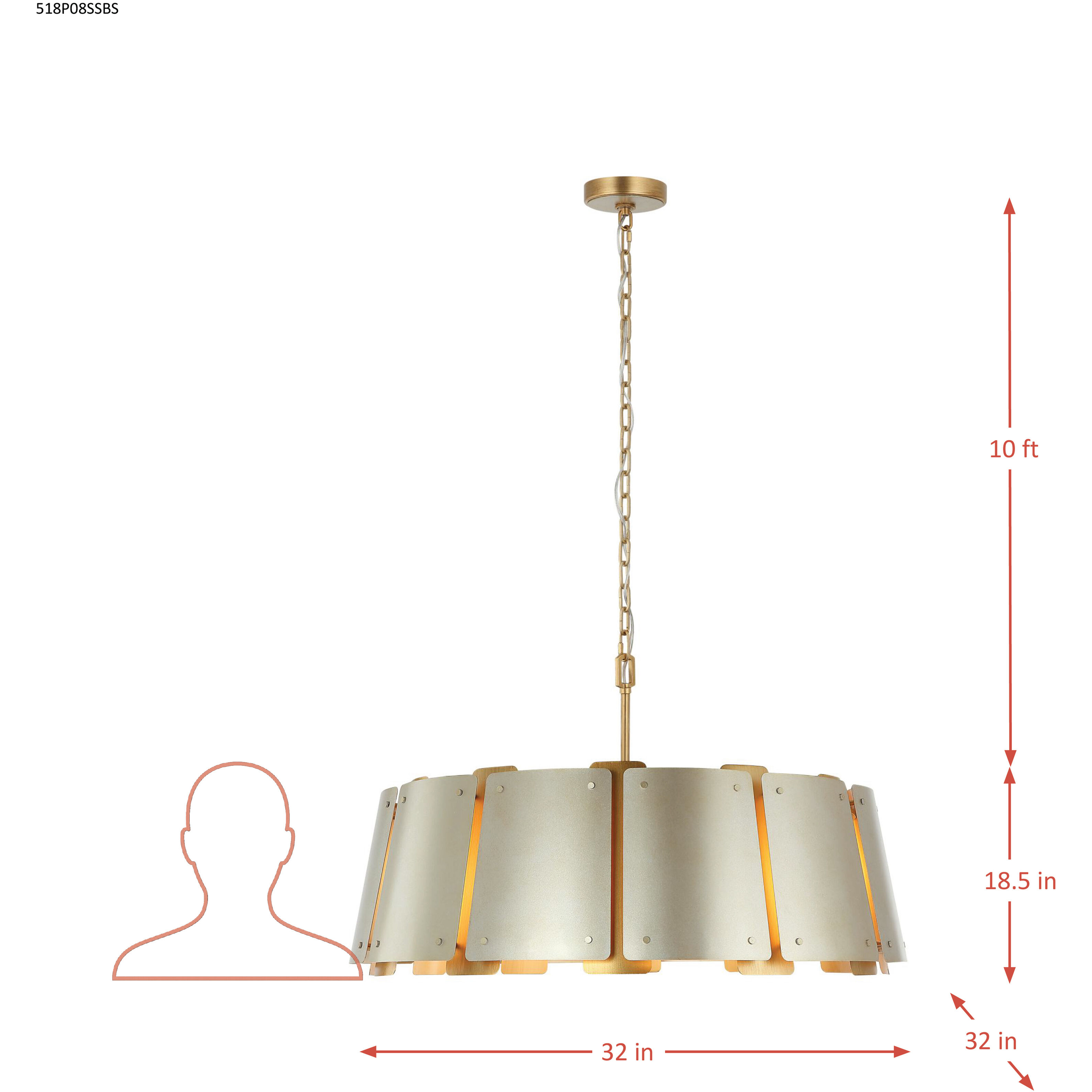 Peep Show 8 Light 32 inch Sunwashed Silver and Brushed Sienna Pendant Ceiling Light