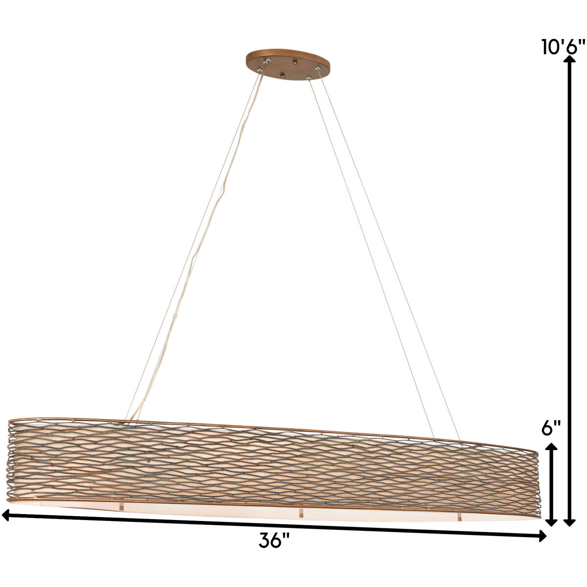 Flow 6 Light 48 inch Hammered Ore Linear Pendant Ceiling Light