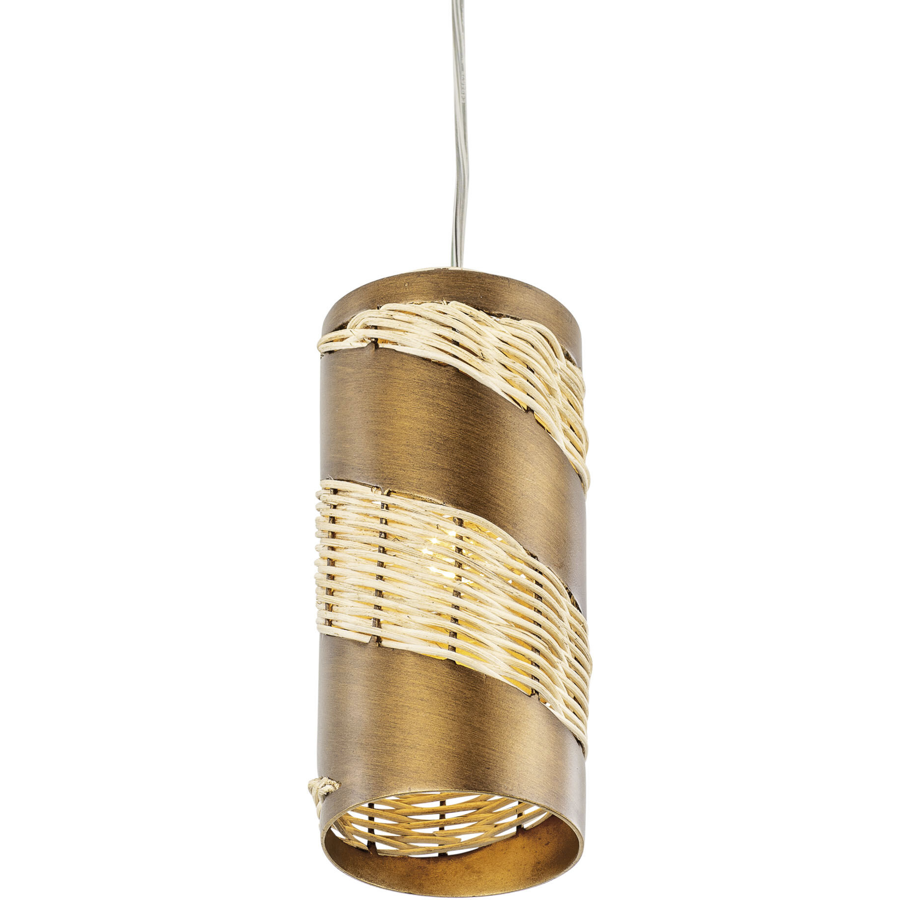 Flow 1 Light 4 inch Baguette and Natural Rattan Mini Pendant Ceiling Light in Baguette/Natural Rattan, Smithsonian Collaboration