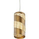 Flow 1 Light 4 inch Baguette and Natural Rattan Mini Pendant Ceiling Light in Baguette/Natural Rattan, Smithsonian Collaboration