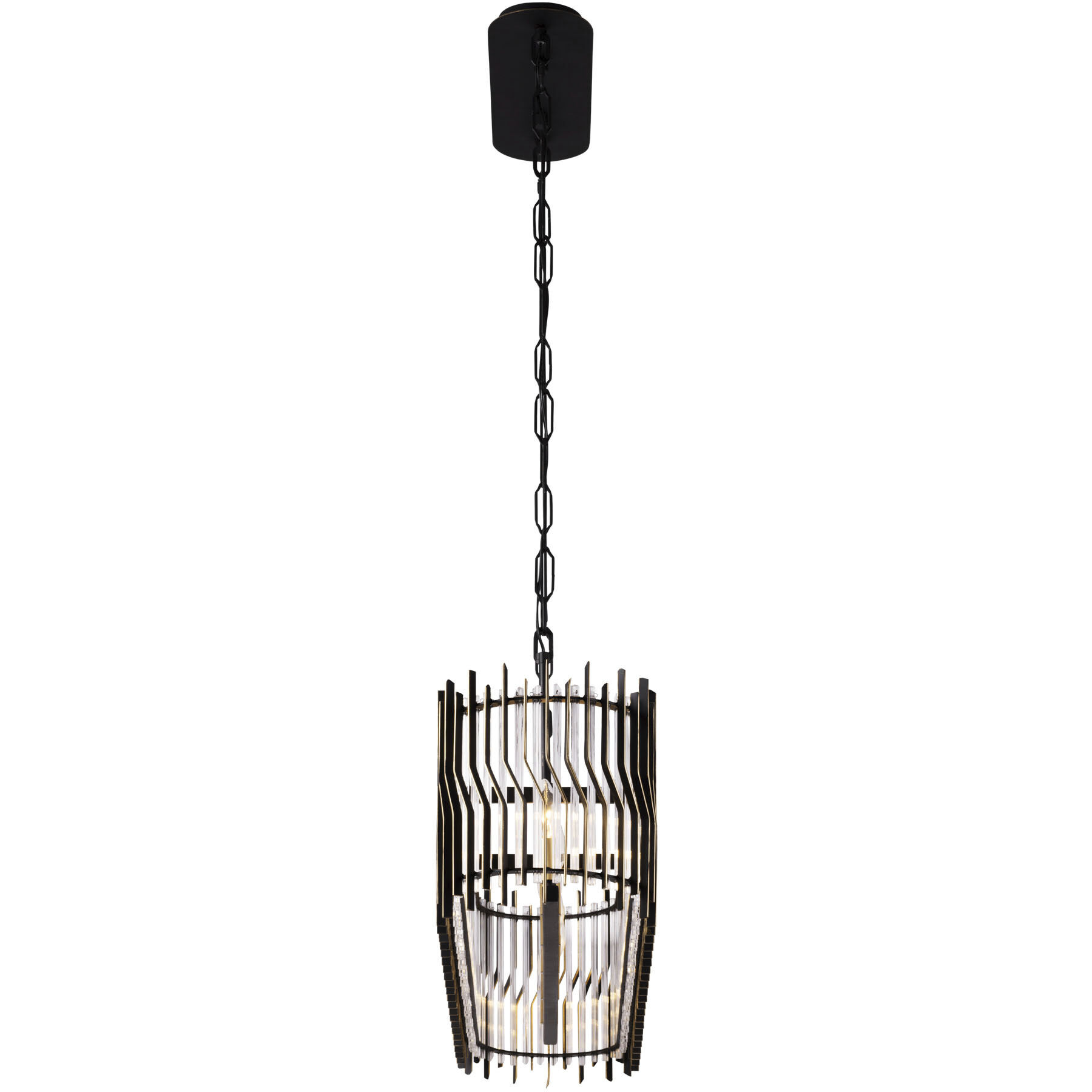 Park Row 6 Light 48 inch Matte Black and French Gold Linear Pendant Ceiling Light, Smithsonian Collaboration