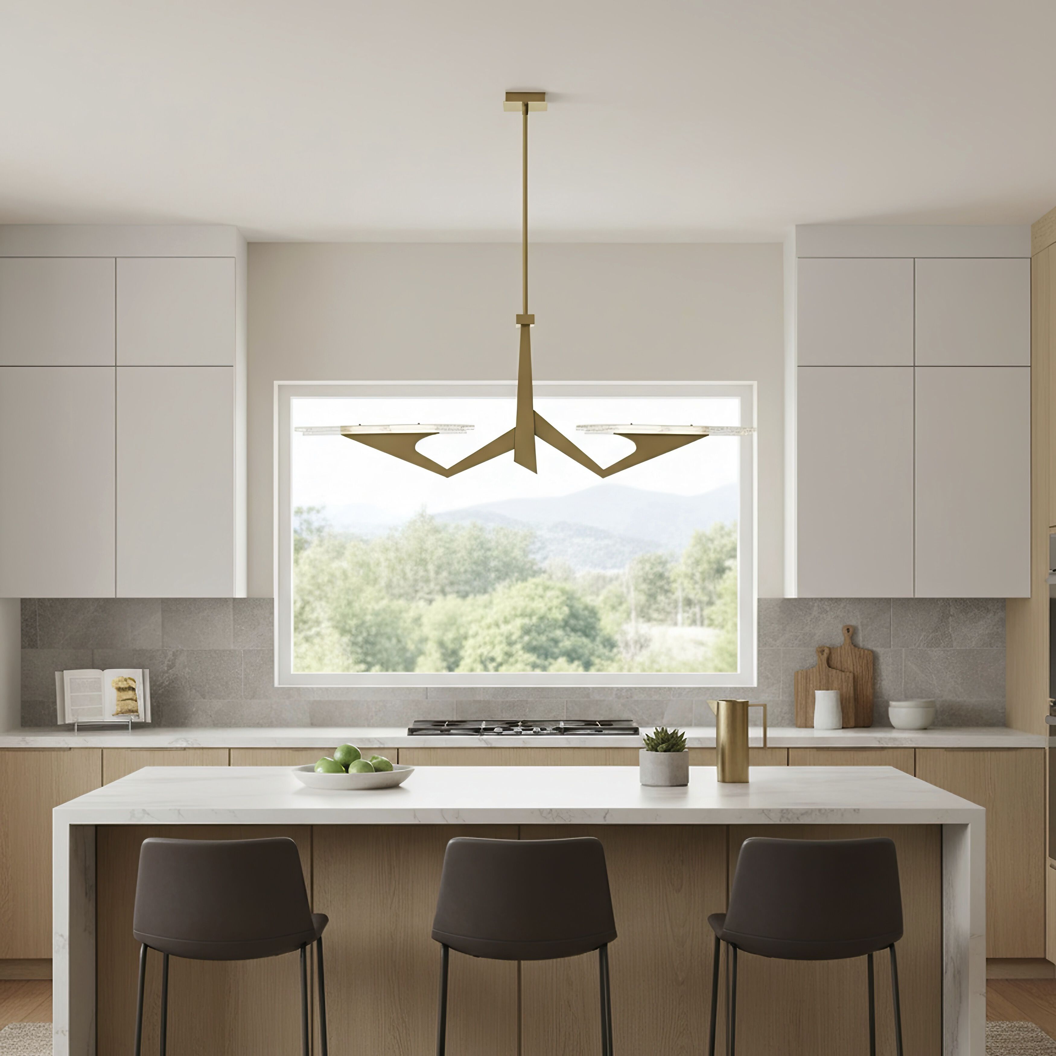 Down the Wrong Path 2 Light 59 inch Brass Kisser Linear Pendant Ceiling Light