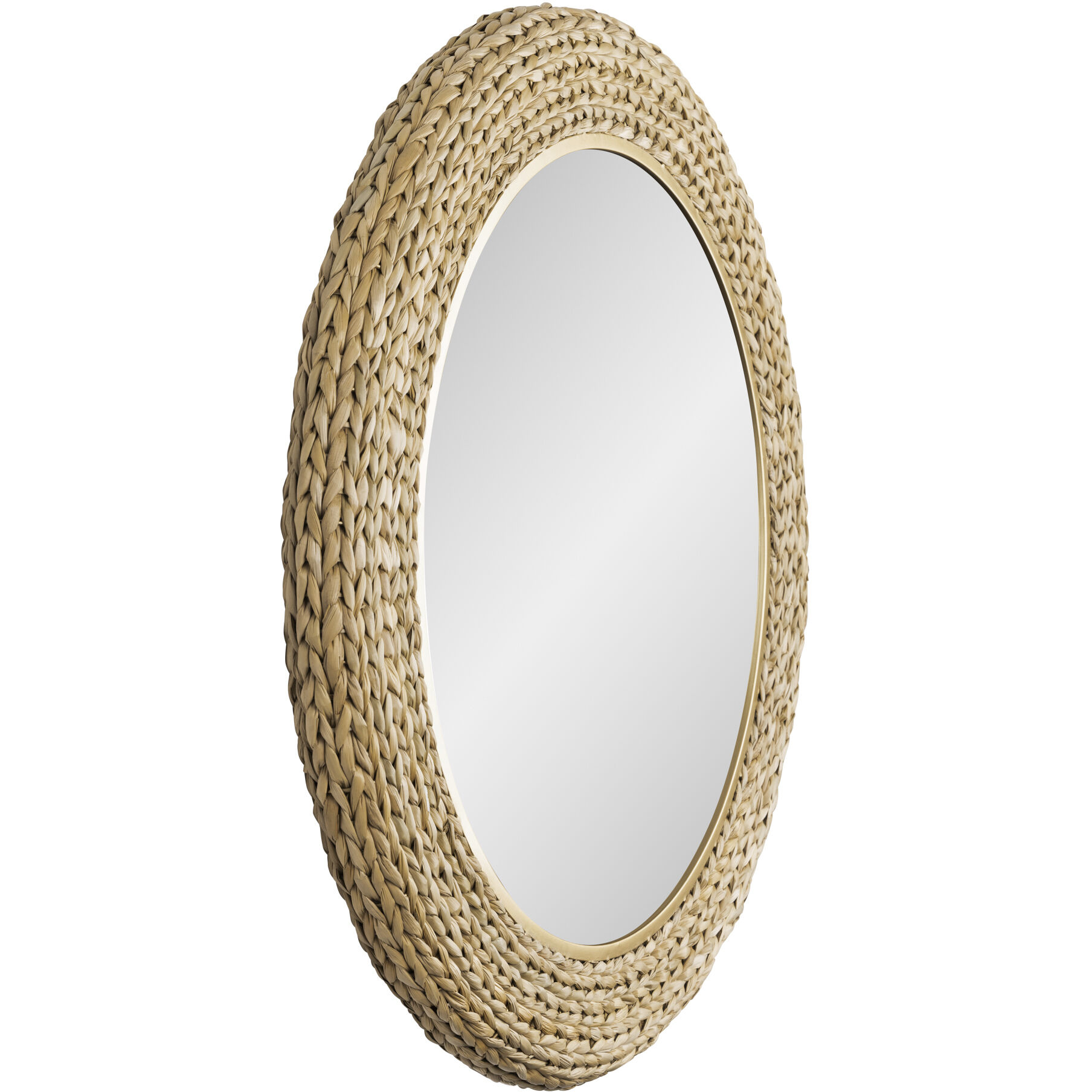 Athena 40.25 inch French Gold with Natural Seagrass Wall Mirror