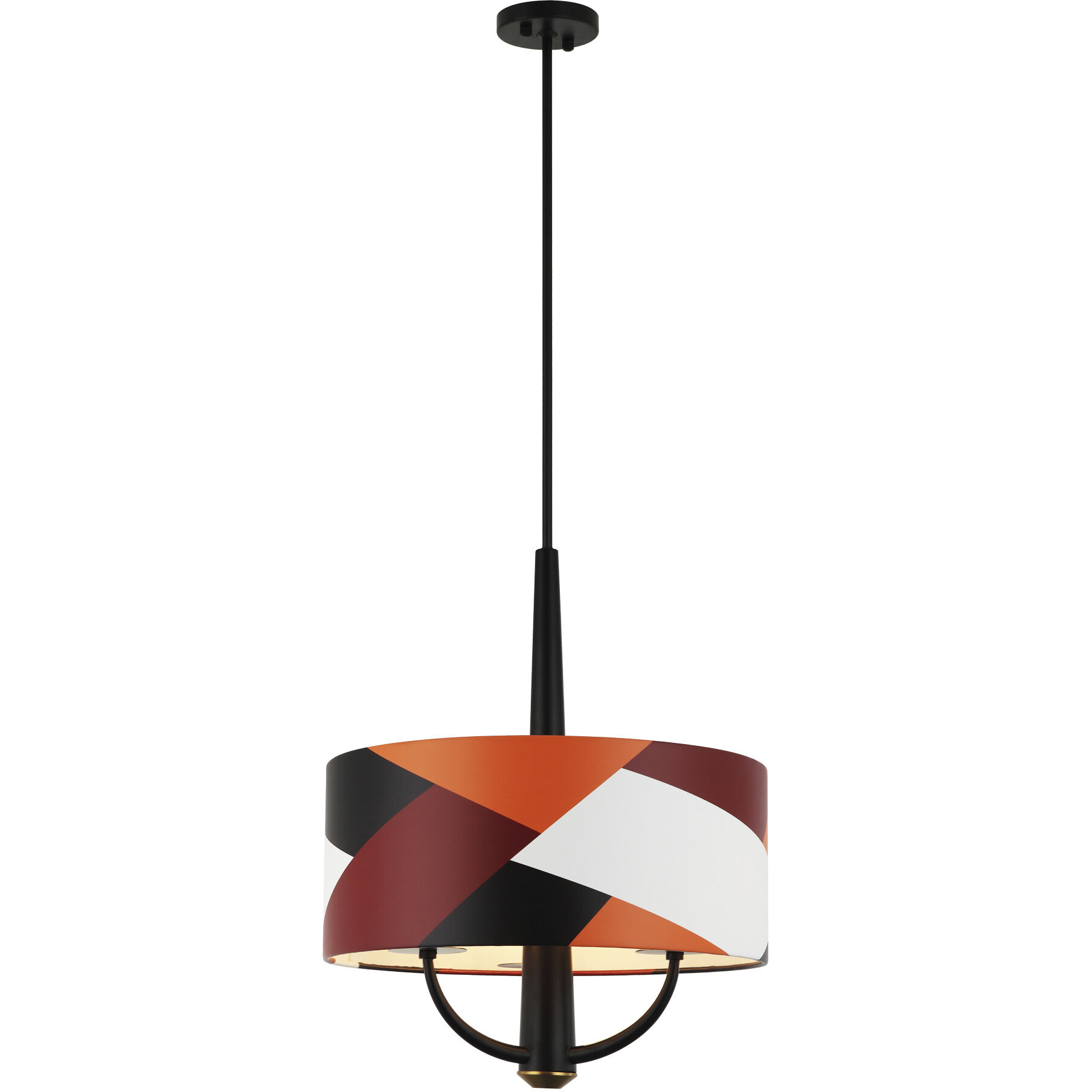 Patchwork 3 Light 18 inch Black with Satin Brass with Patchwork Pendant Ceiling Light