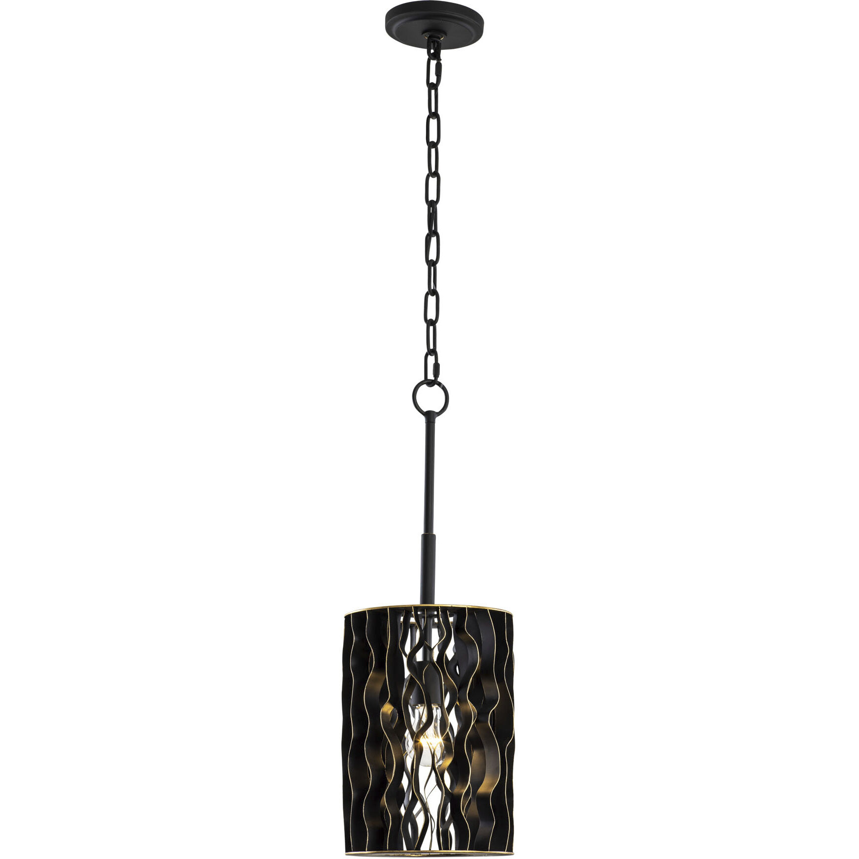 Estela 1 Light 8.5 inch Matte Black and French Gold Mini Pendant Ceiling Light, Smithsonian Collaboration