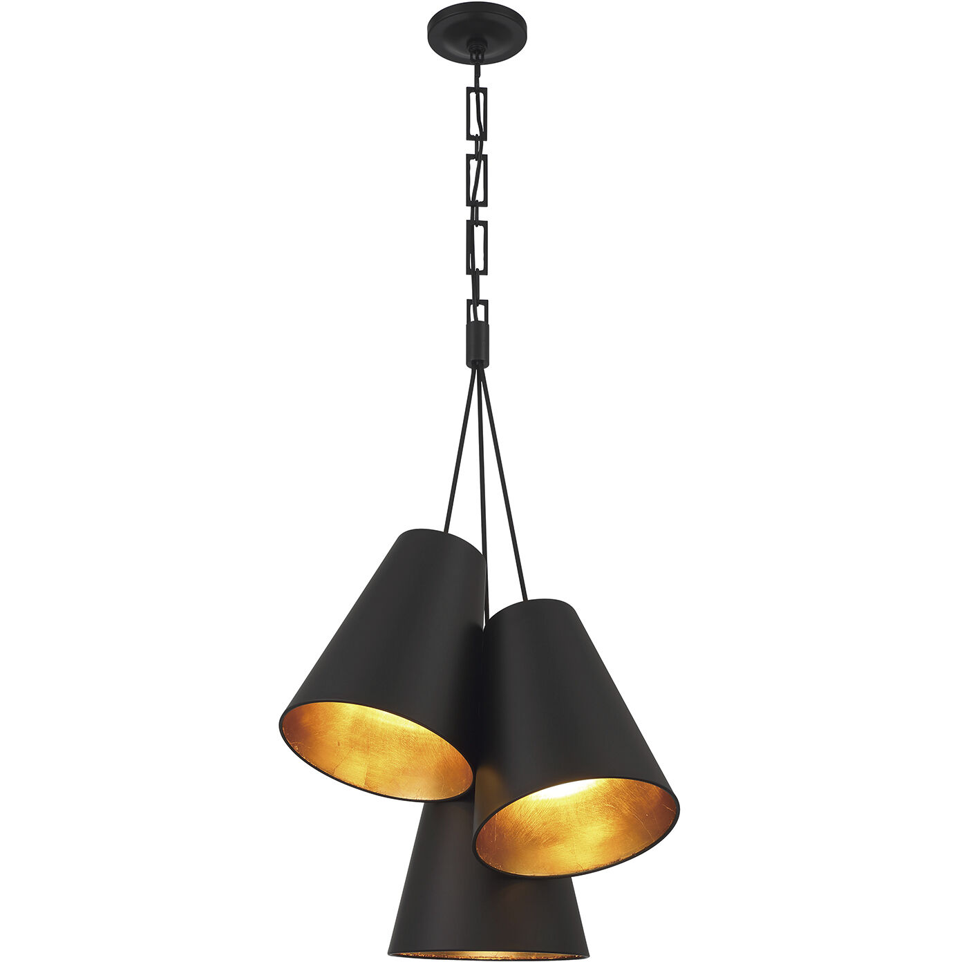 Alston Pendant Ceiling Light in Matte Black and Antique Gold