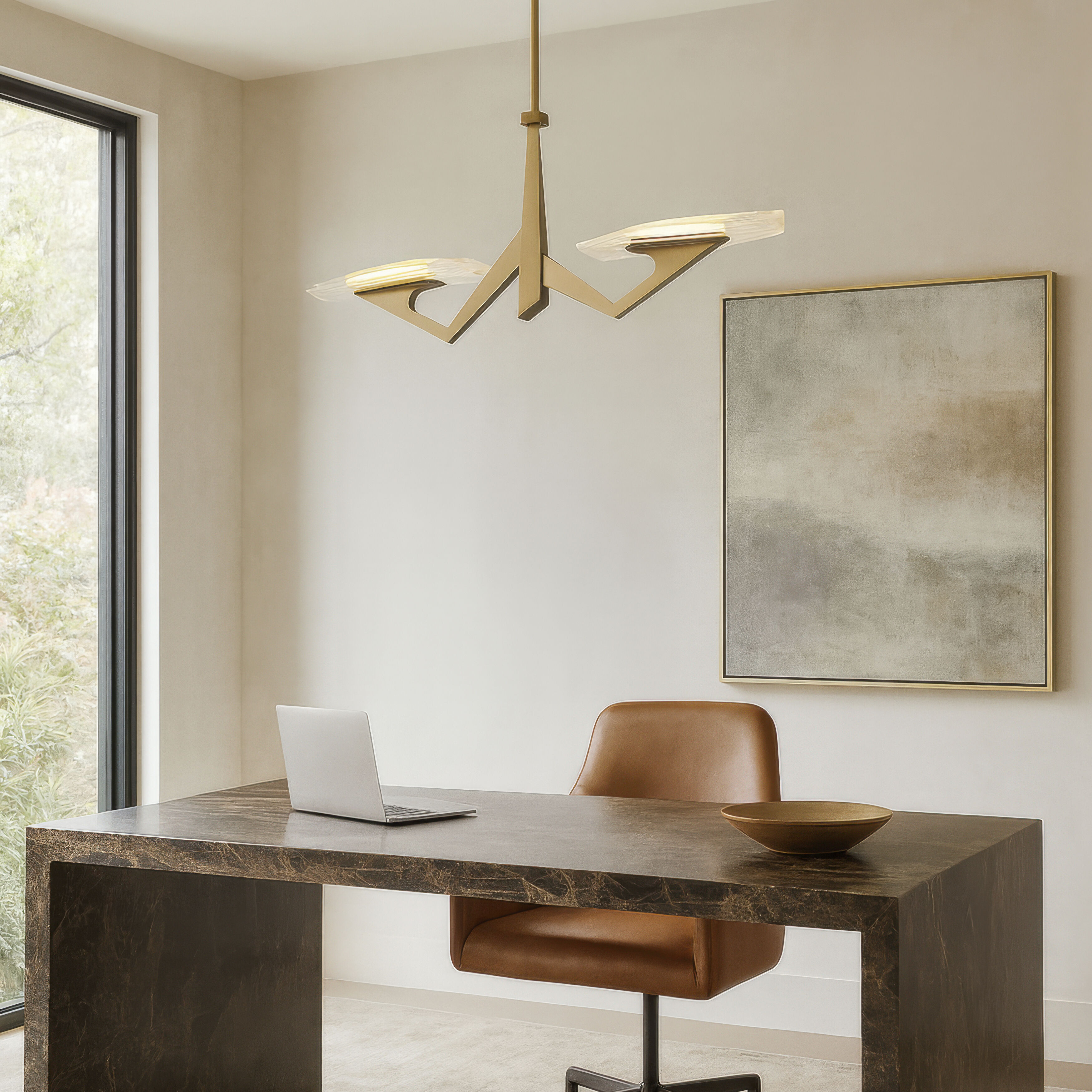 Down the Wrong Path 2 Light 59 inch Brass Kisser Linear Pendant Ceiling Light