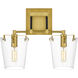 Arlo 2 Light 14 inch Black/Satin Brass Bath Vanity Light Wall Light