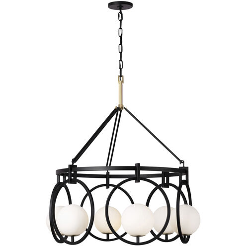 Stopwatch 6 Light 30.75 inch Matte Black and French Gold Pendant Ceiling Light