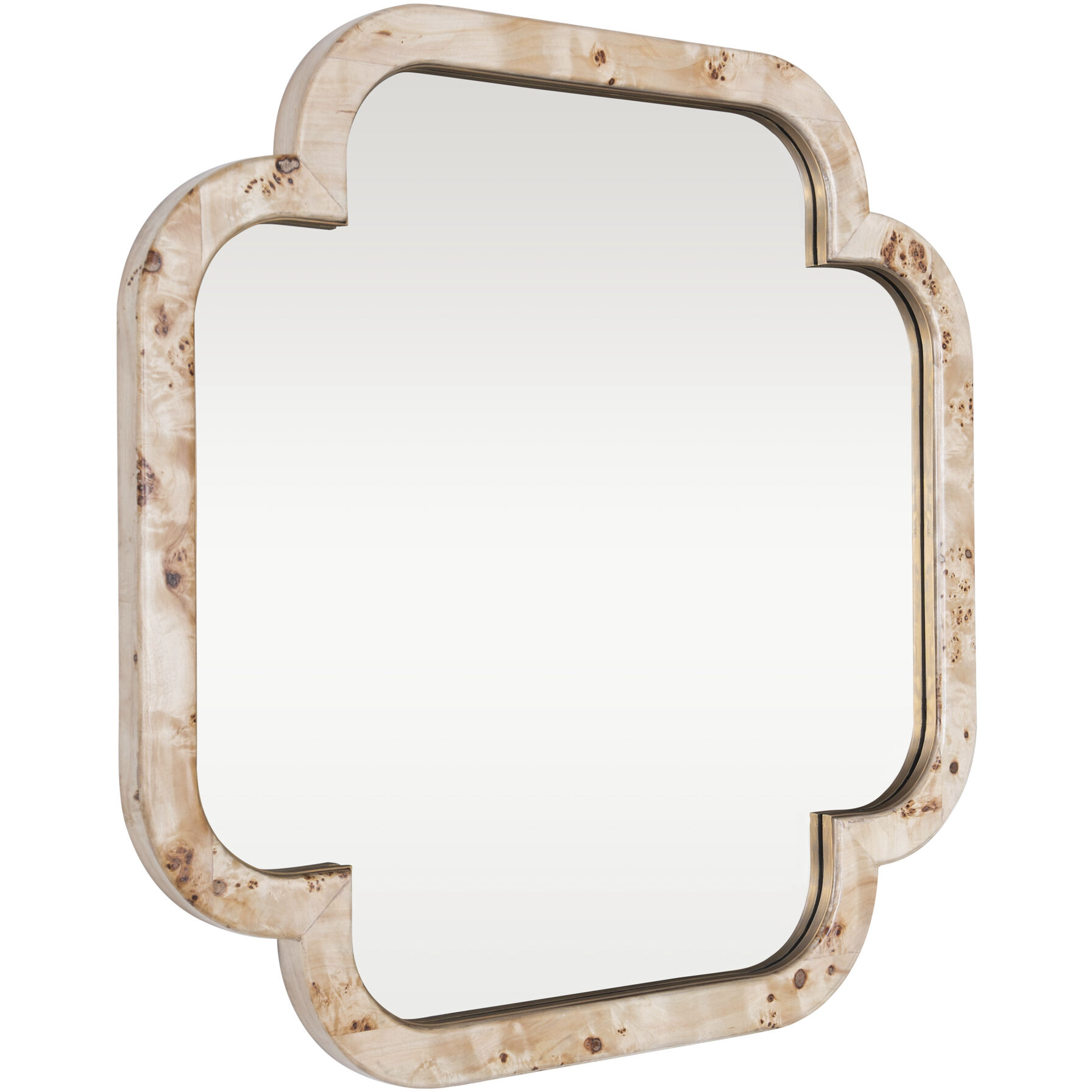 Swiss 50 X 50 inch Poplar Burl with Weathered Brass Wall Mirror