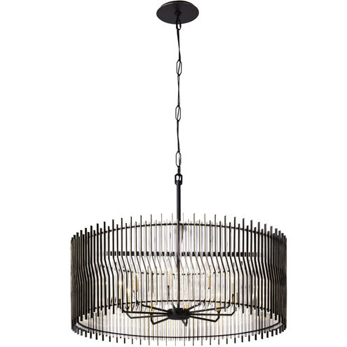 Park Row 10 Light 40 inch Matte Black and French Gold Pendant Ceiling Light, Smithsonian Collaboration