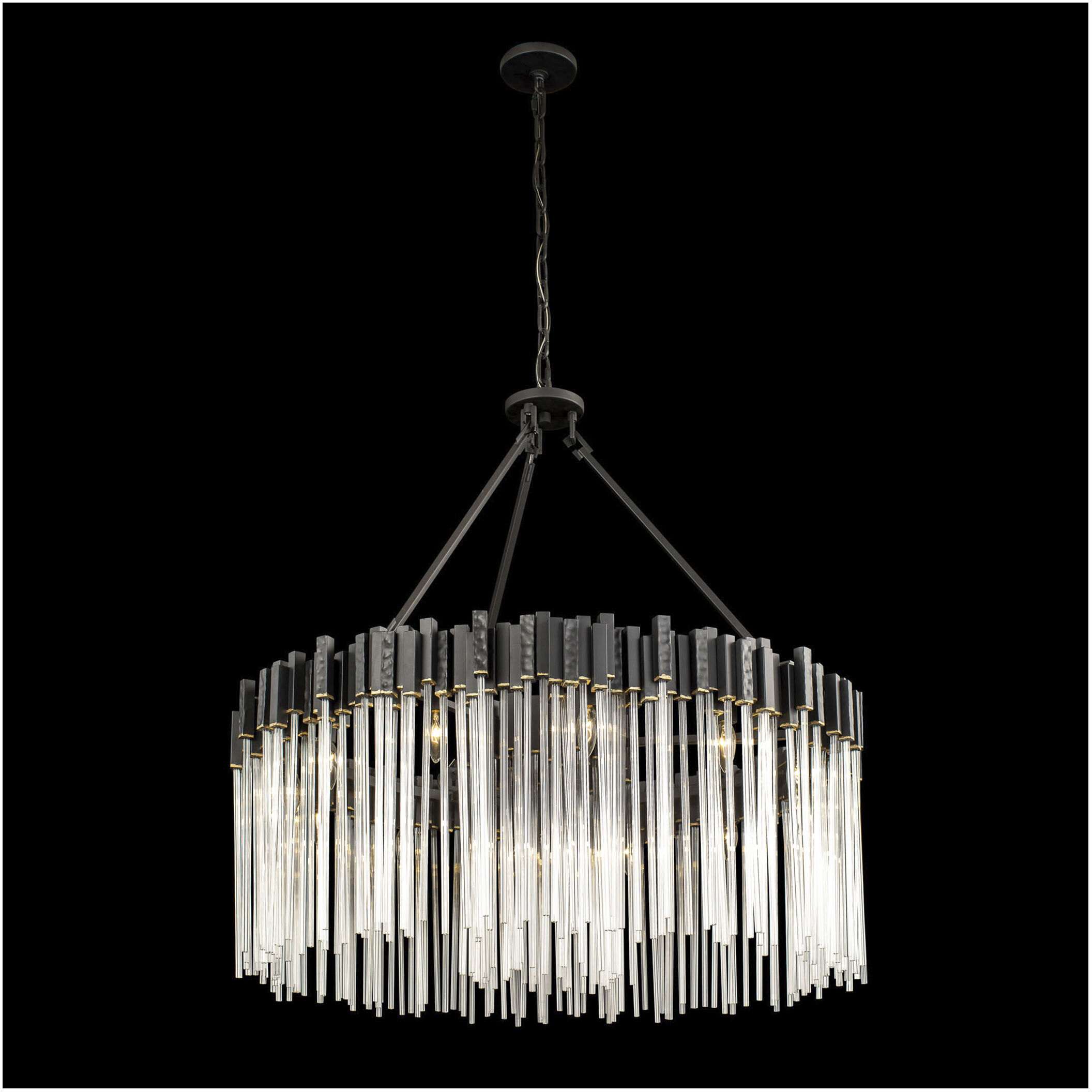 Matrix 12 Light 40 inch Matte Black and French Gold Pendant Ceiling Light