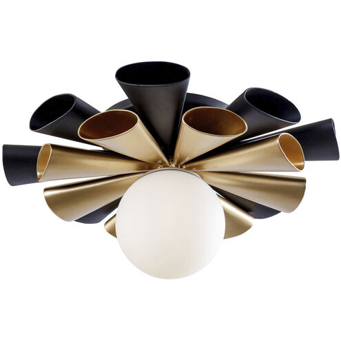 Daphne 1 Light 12 inch Matte Black and French Gold Convertible Flush Mount Ceiling Light