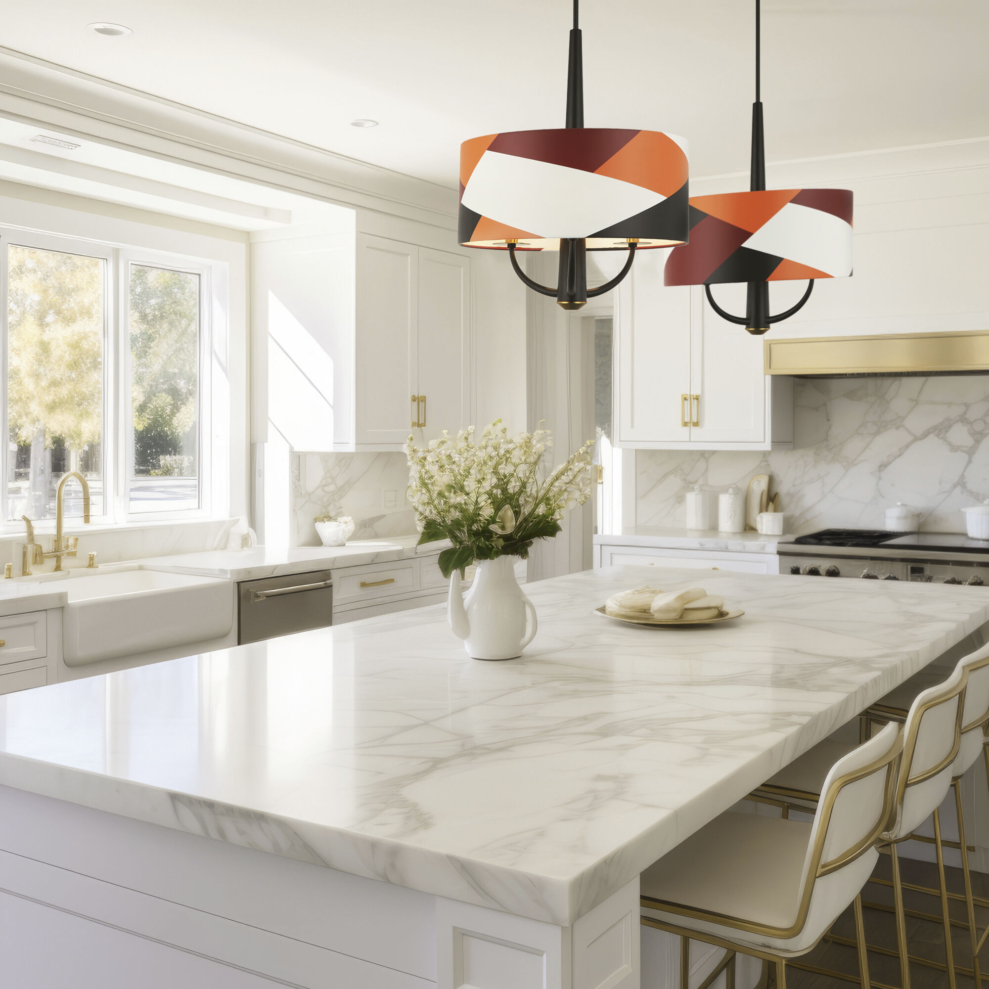 Patchwork 3 Light 18 inch Black with Satin Brass with Patchwork Pendant Ceiling Light