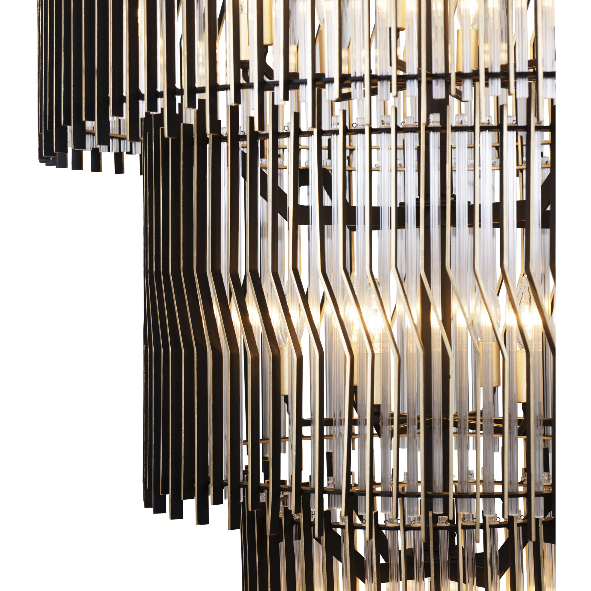 Park Row 18 Light 32 inch Matte Black and French Gold Chandelier Ceiling Light