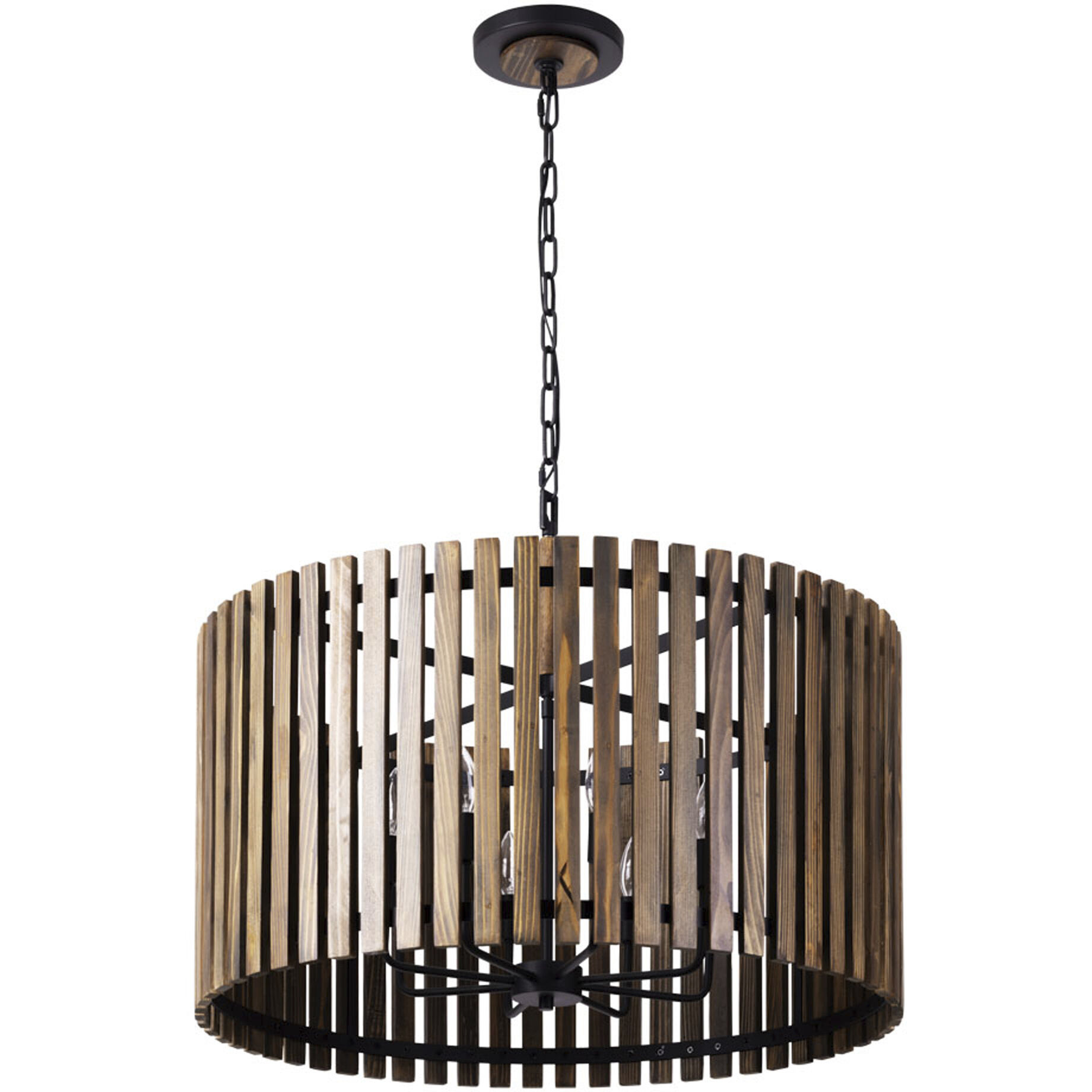 Suratto 8 Light 30 inch Matte Black and Medium Walnut Pendant Ceiling Light