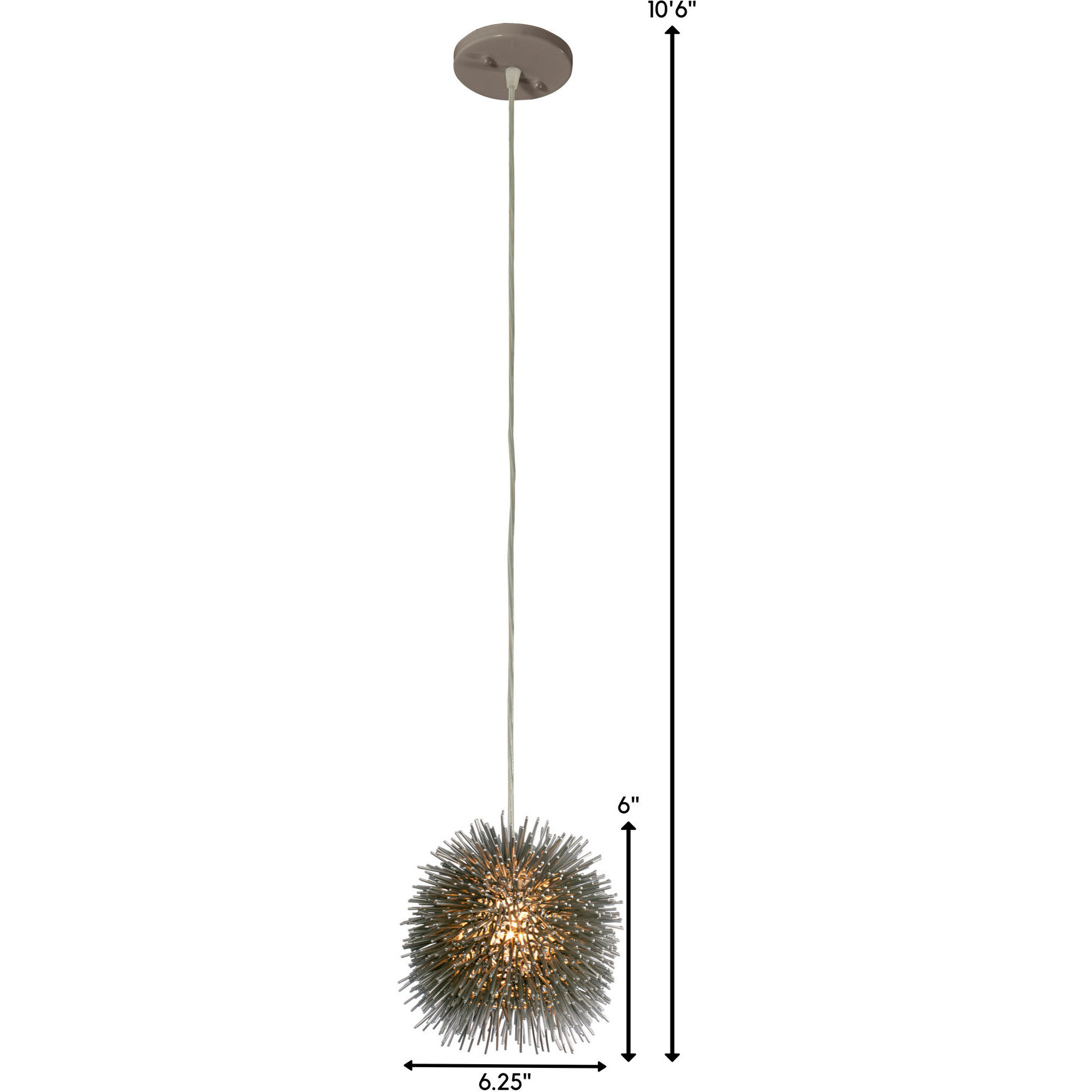 Urchin 1 Light 6.25 inch Painted Chrome Mini Pendant Ceiling Light