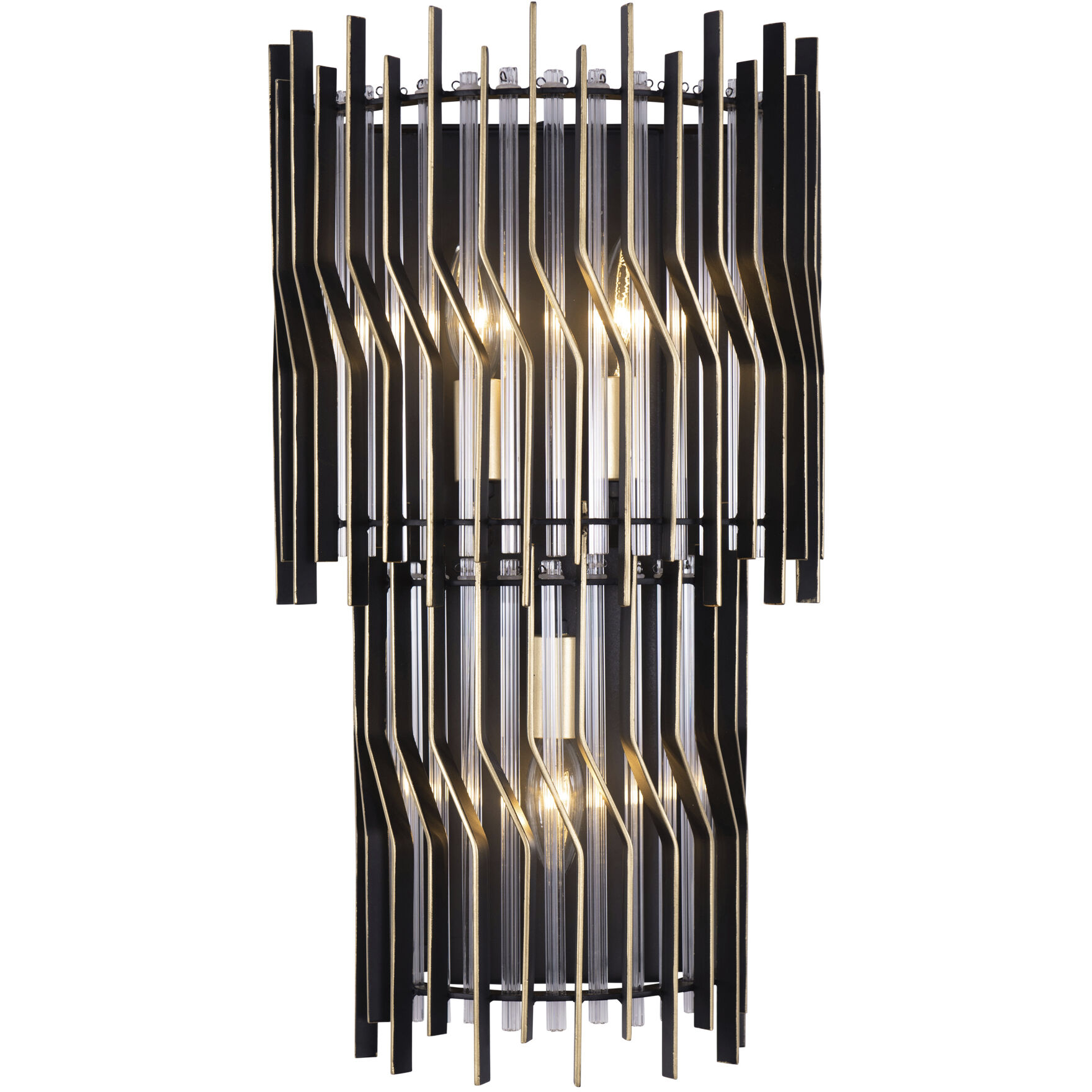 Park Row 3 Light 11 inch Matte Black and French Gold Wall Sconce Wall Light