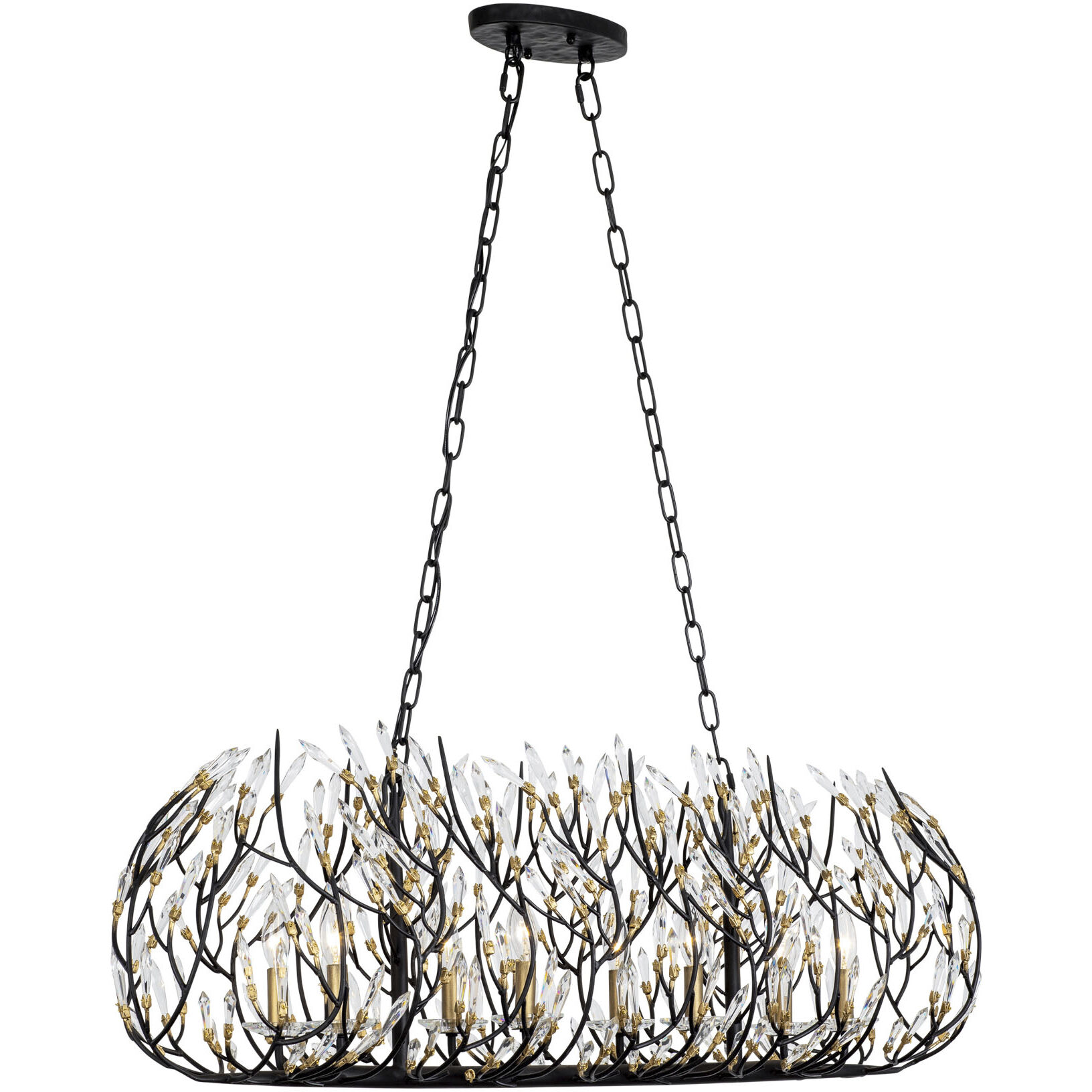 Bask 8 Light 48 inch Matte Black and French Gold Linear Pendant Ceiling Light