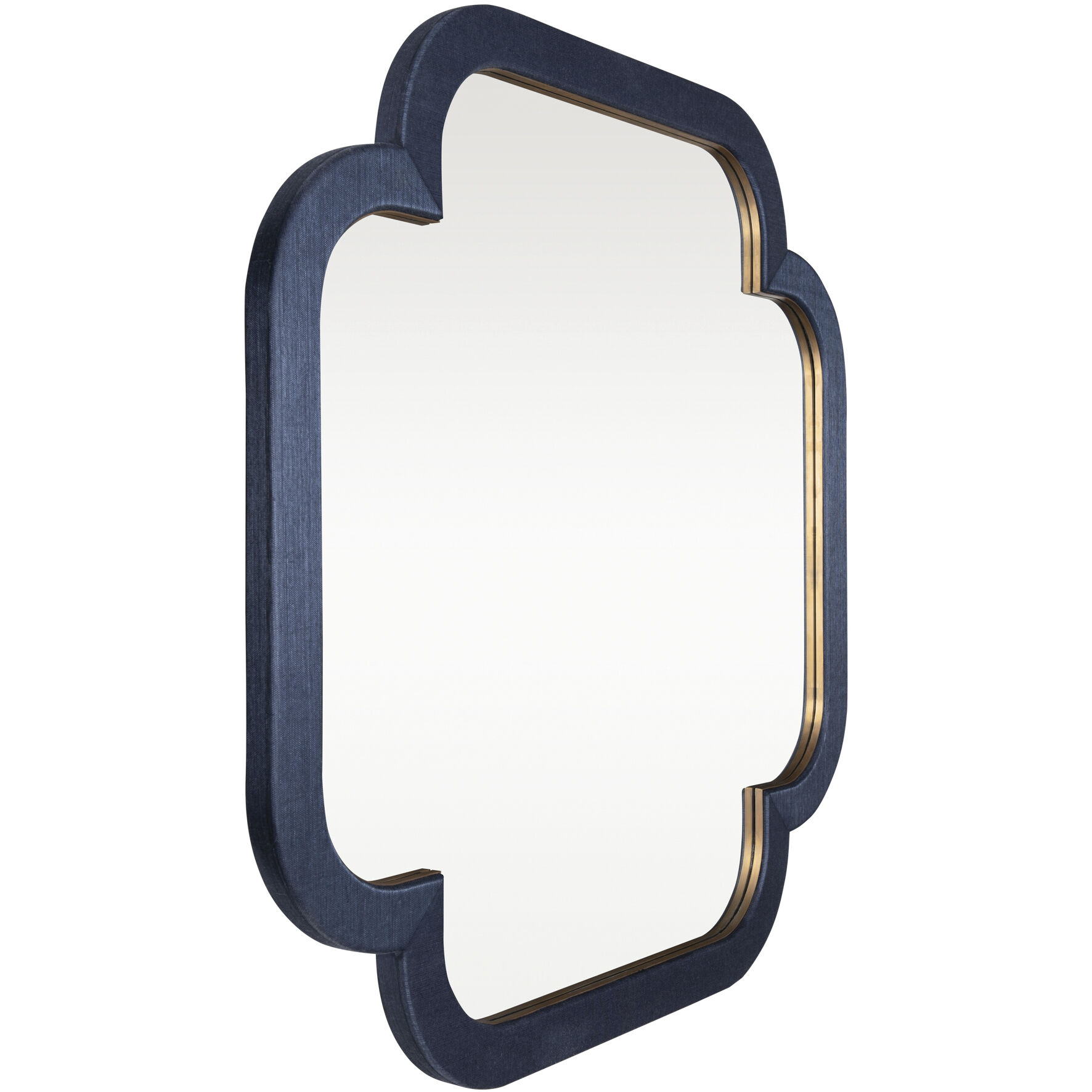 Swiss 50 X 50 inch Dark Blue Grasscloth with Weathered Brass Wall Mirror, Varaluz Casa