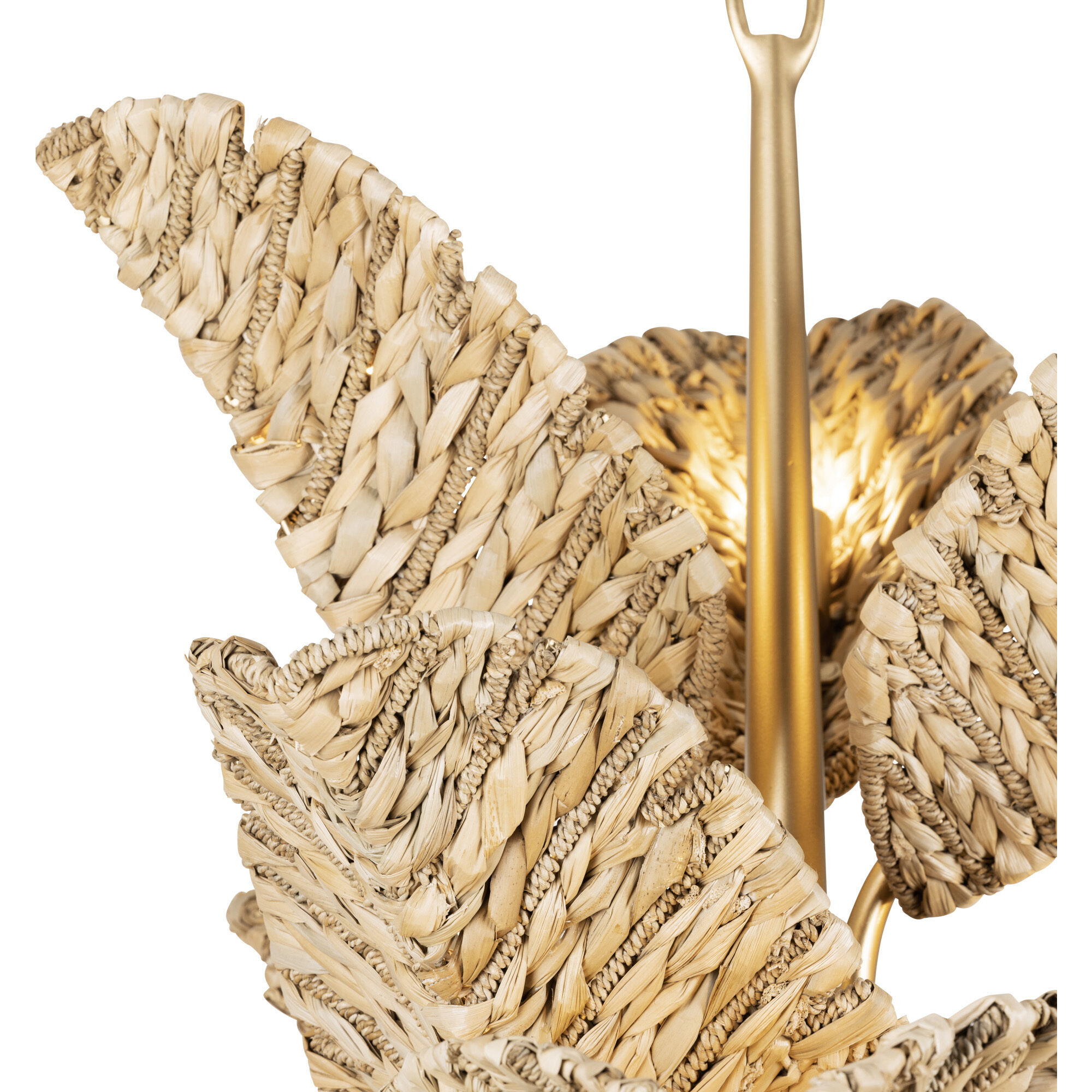 Banana Leaf 12 Light 44.25 inch French Gold with Natural Seagrass Chandelier Ceiling Light
