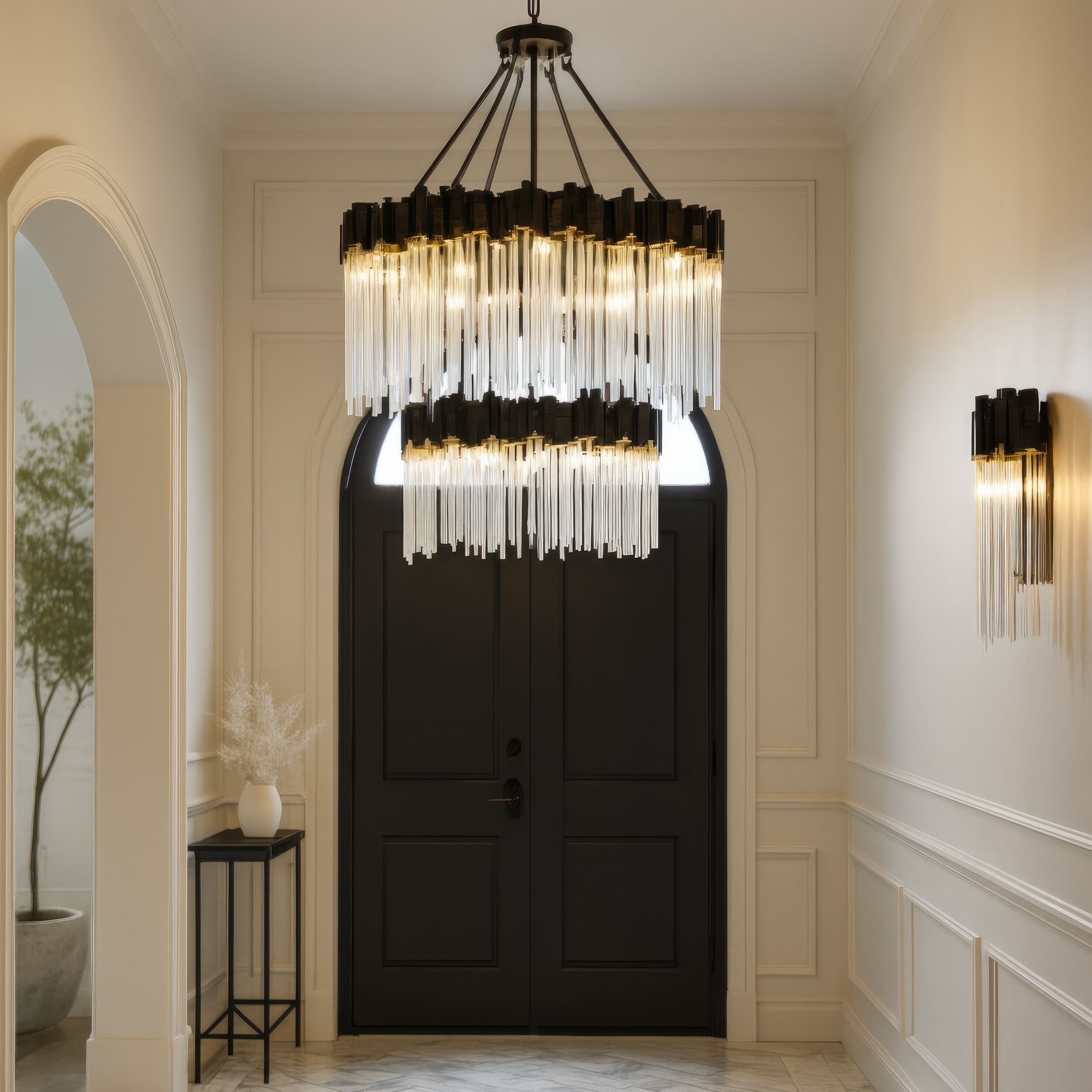 Matrix 14 Light 30 inch Matte Black and French Gold Chandelier Ceiling Light