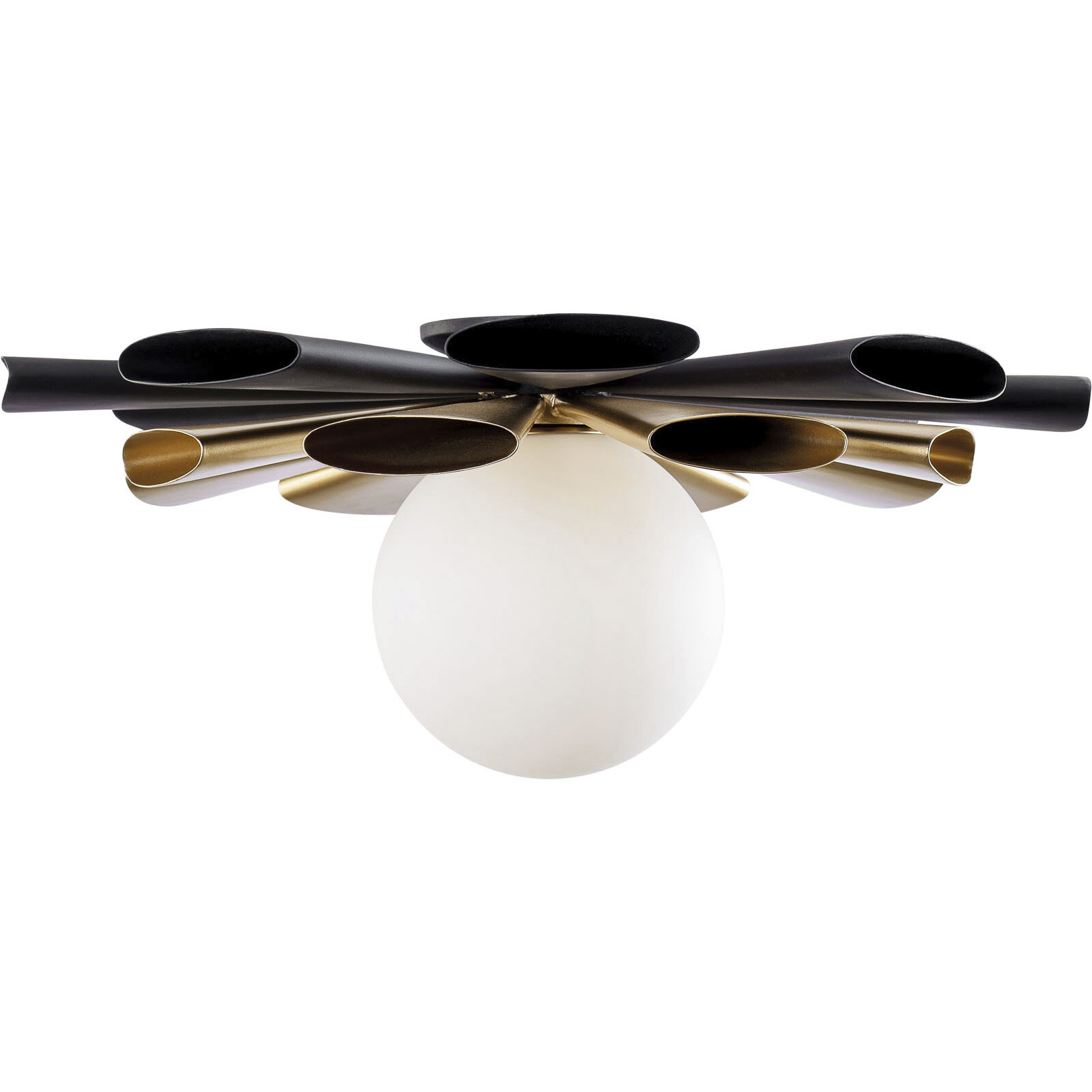 Daphne 1 Light 18 inch Matte Black and French Gold Convertible Flush Mount Ceiling Light, Smithsonian Collaboration