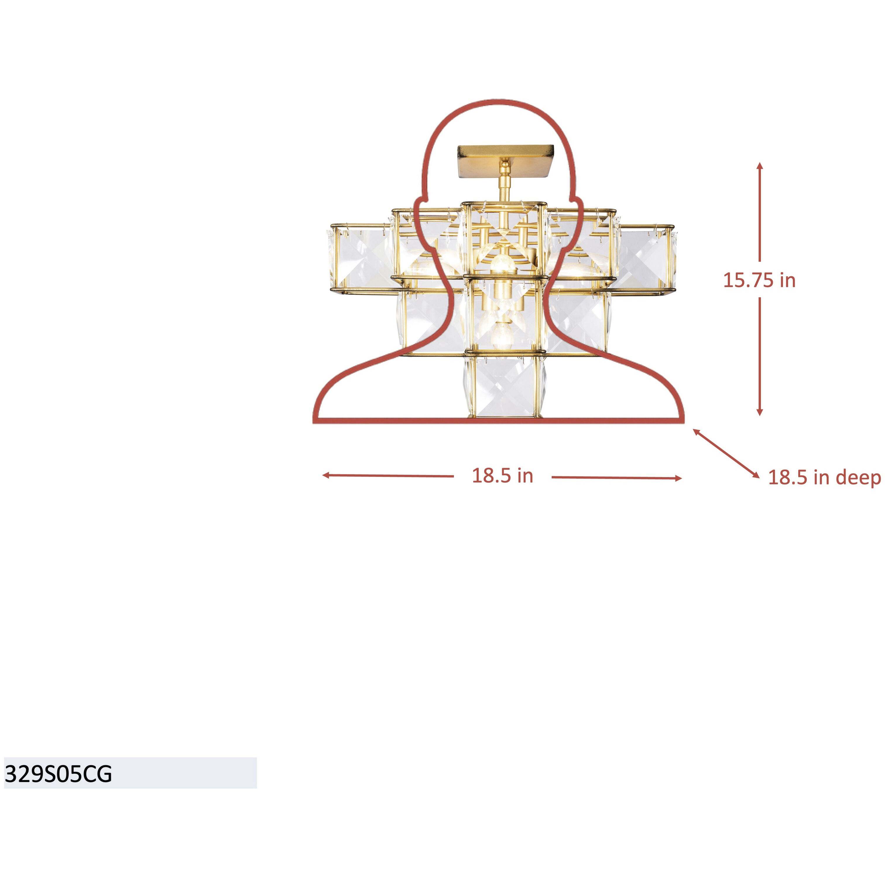 Cubic 5 Light 18.5 inch Calypso Gold Semi-Flush Ceiling Light