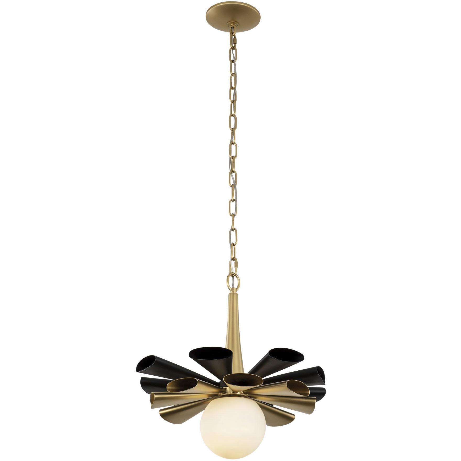 Daphne 1 Light 18.5 inch Matte Black with French Gold Pendant Ceiling Light