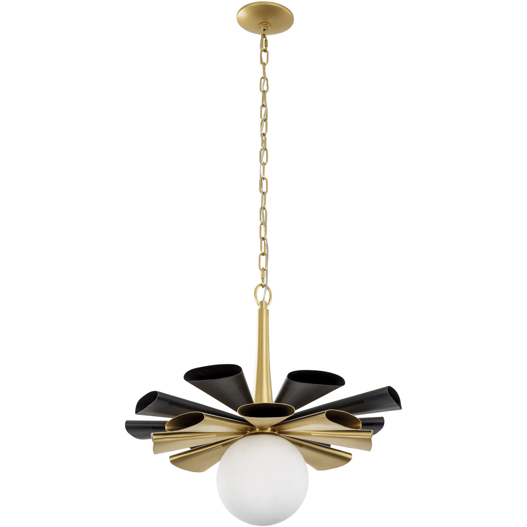 Daphne 1 Light 24.5 inch Matte Black with French Gold Pendant Ceiling Light