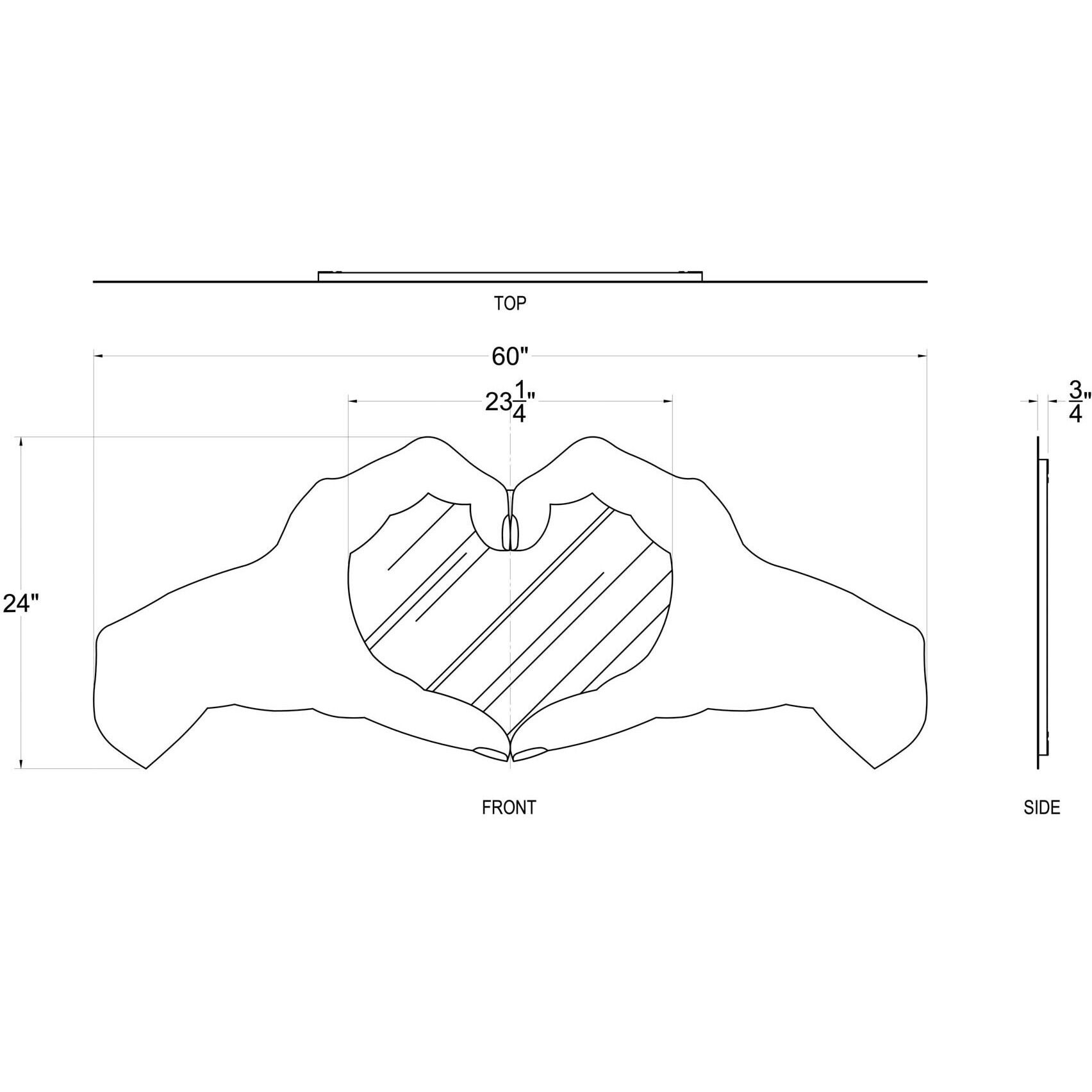 Loving Hands 60 X 24 inch Matte Black and French Gold Wall Mirror