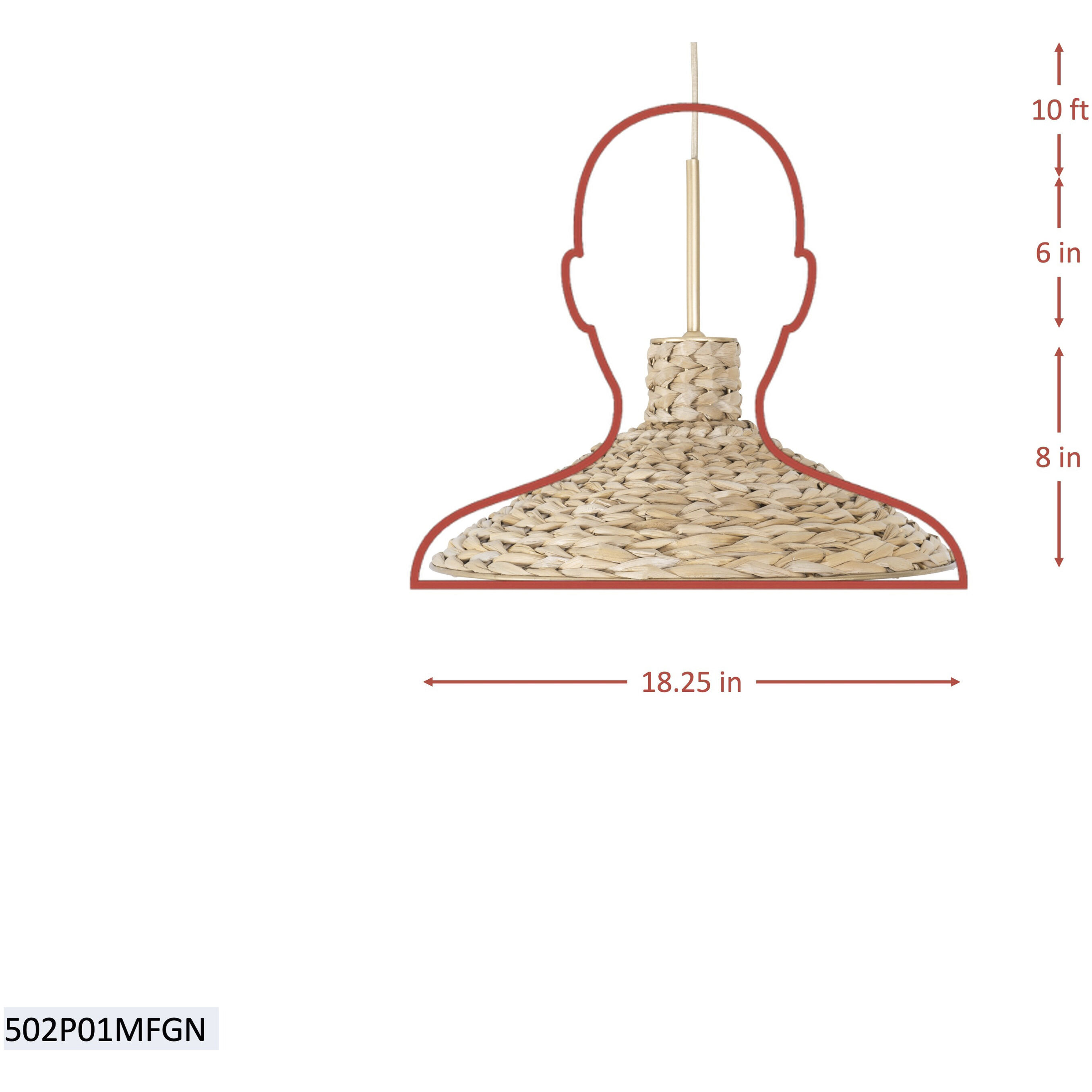 Hilton Head 1 Light 18.25 inch French Gold with Natural Seagrass Pendant Ceiling Light