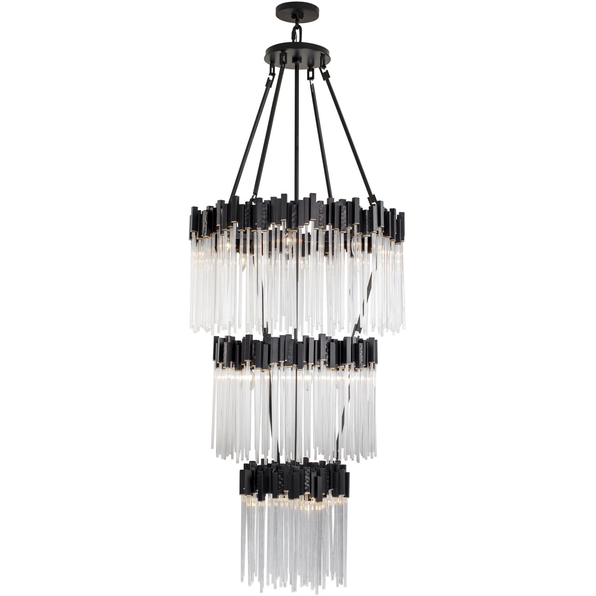 Matrix 18 Light 30 inch Matte Black and French Gold Chandelier Ceiling Light