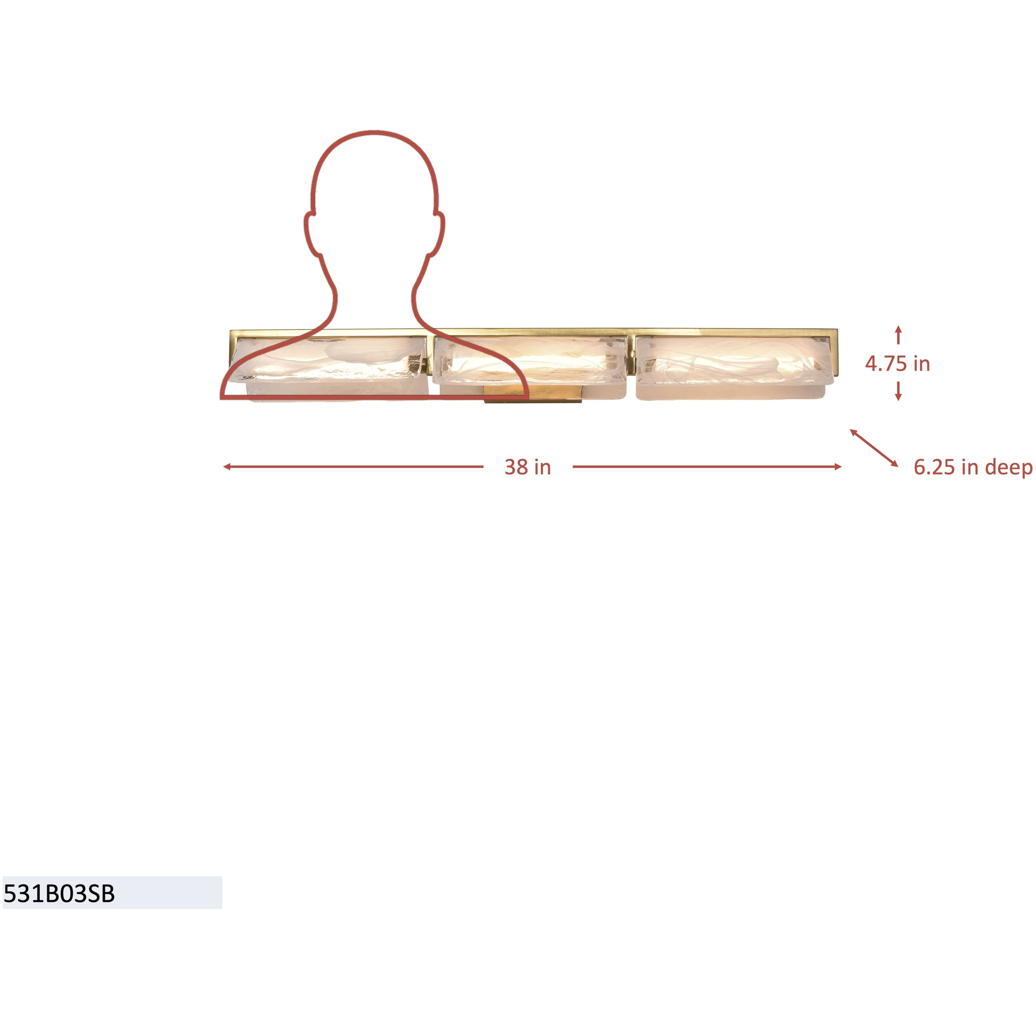 Mingle 3 Light 38 inch Satin Brass Bath Vanity Light Wall Light