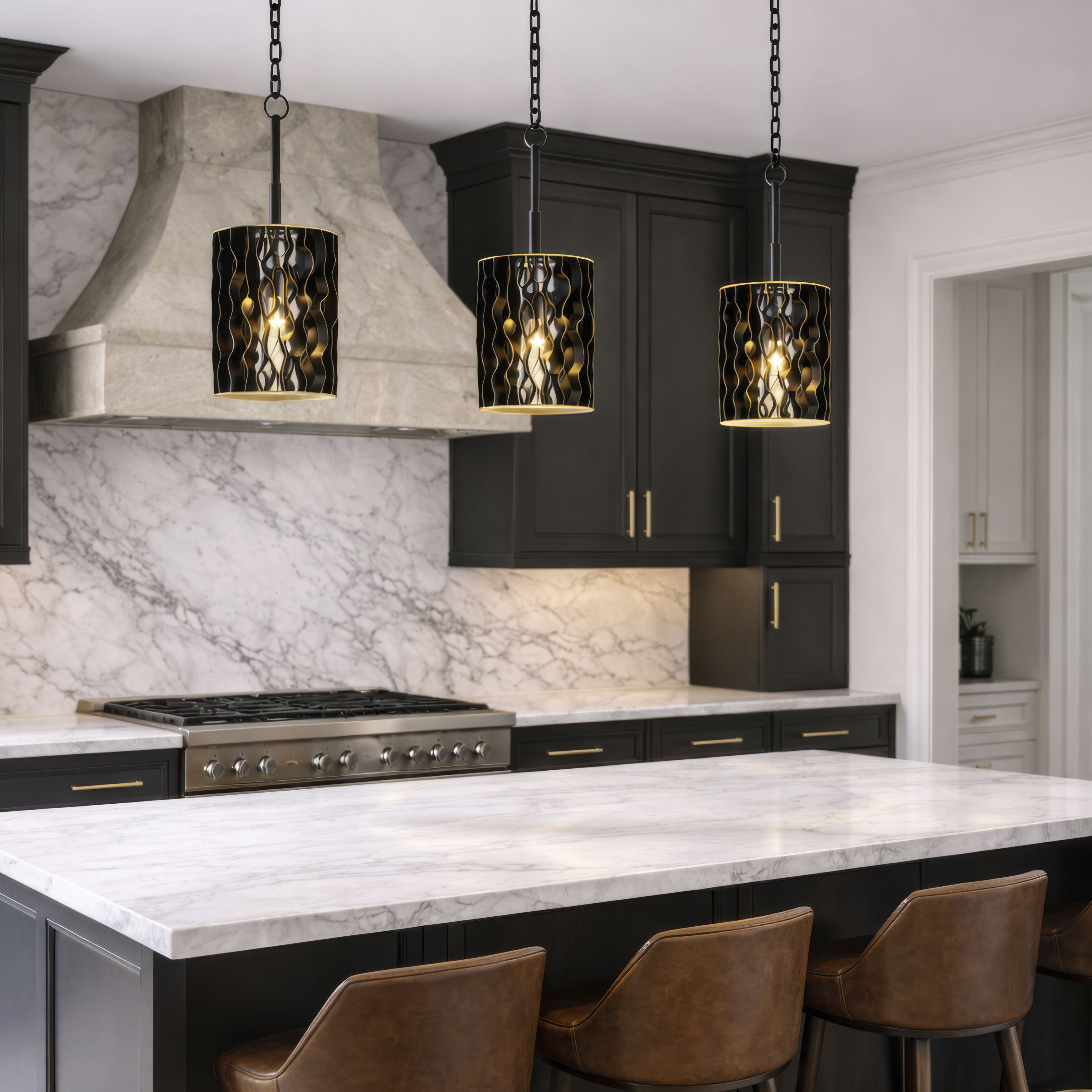 Estela 1 Light 8.5 inch Matte Black and French Gold Mini Pendant Ceiling Light, Smithsonian Collaboration