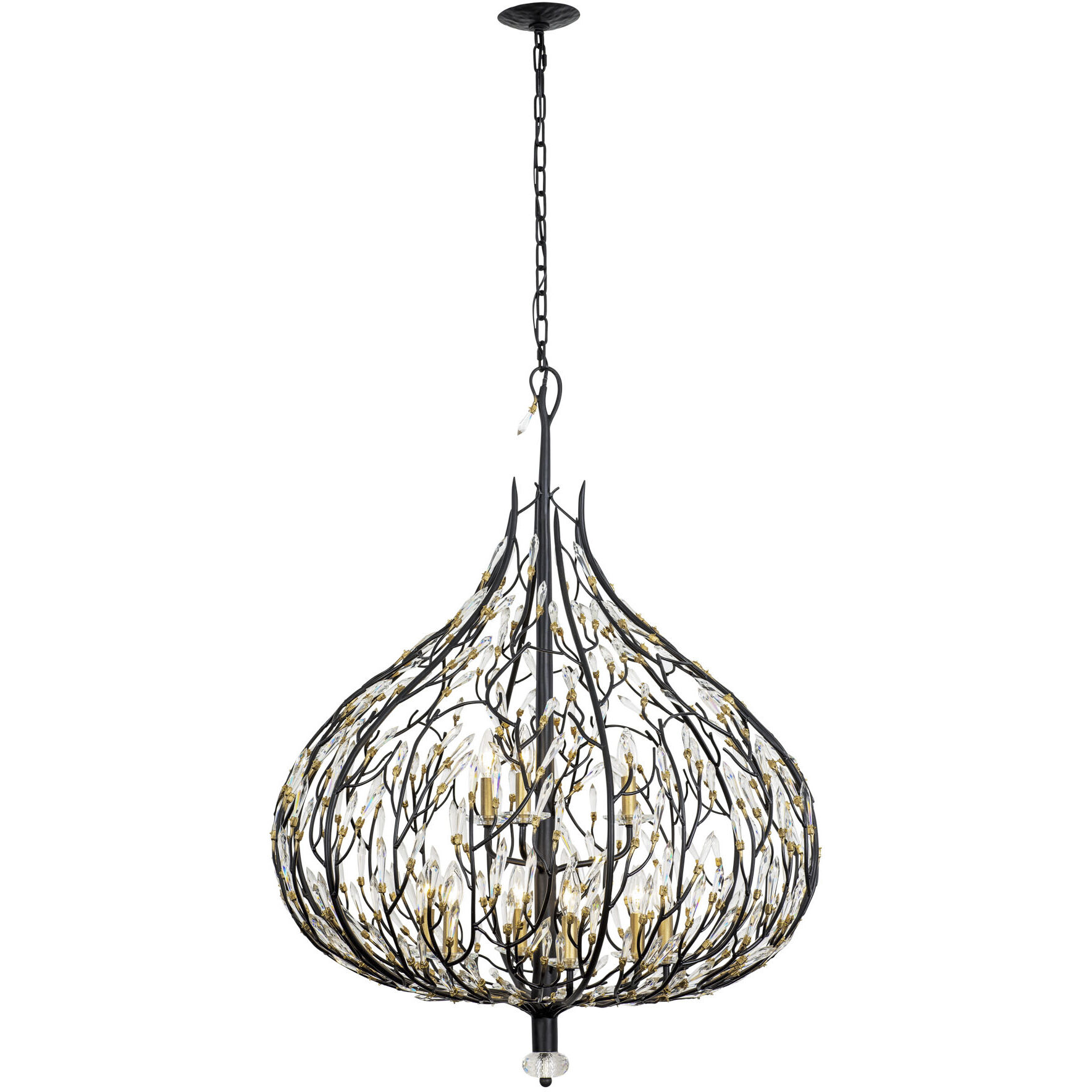 Bask 9 Light 32 inch Matte Black and French Gold Pendant Ceiling Light