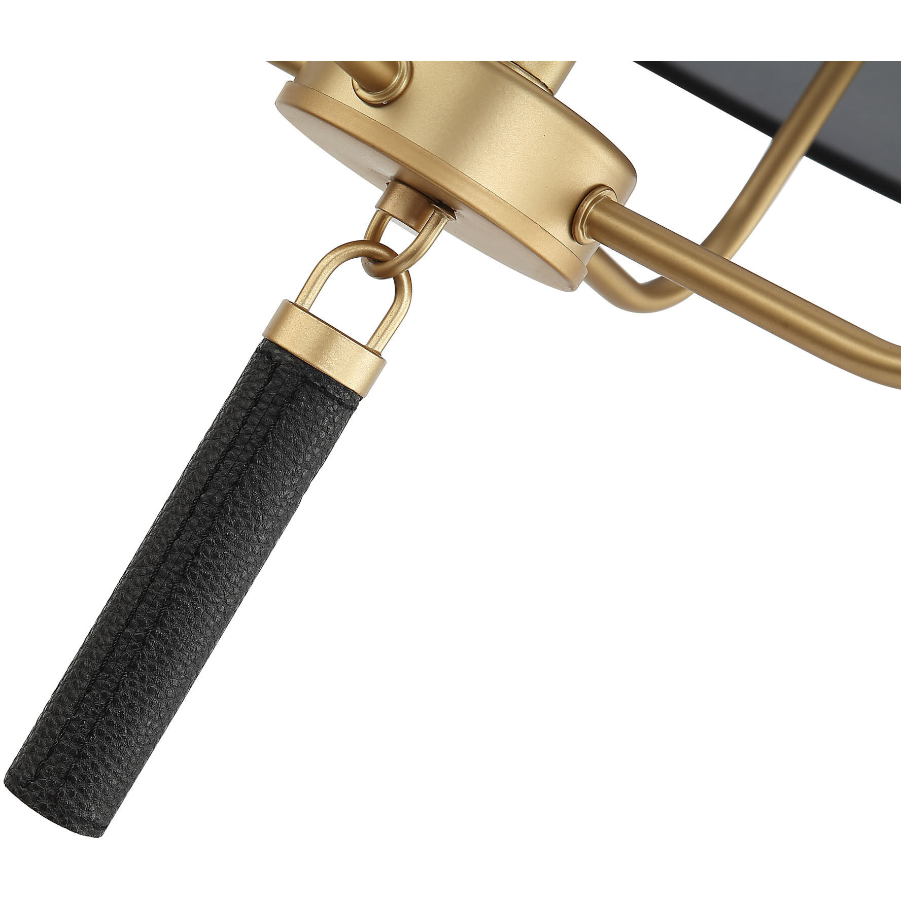 Secret Agent 4 Light 24 inch Gold and Black Leather Pendant Ceiling Light in Painted Gold and Black Leather