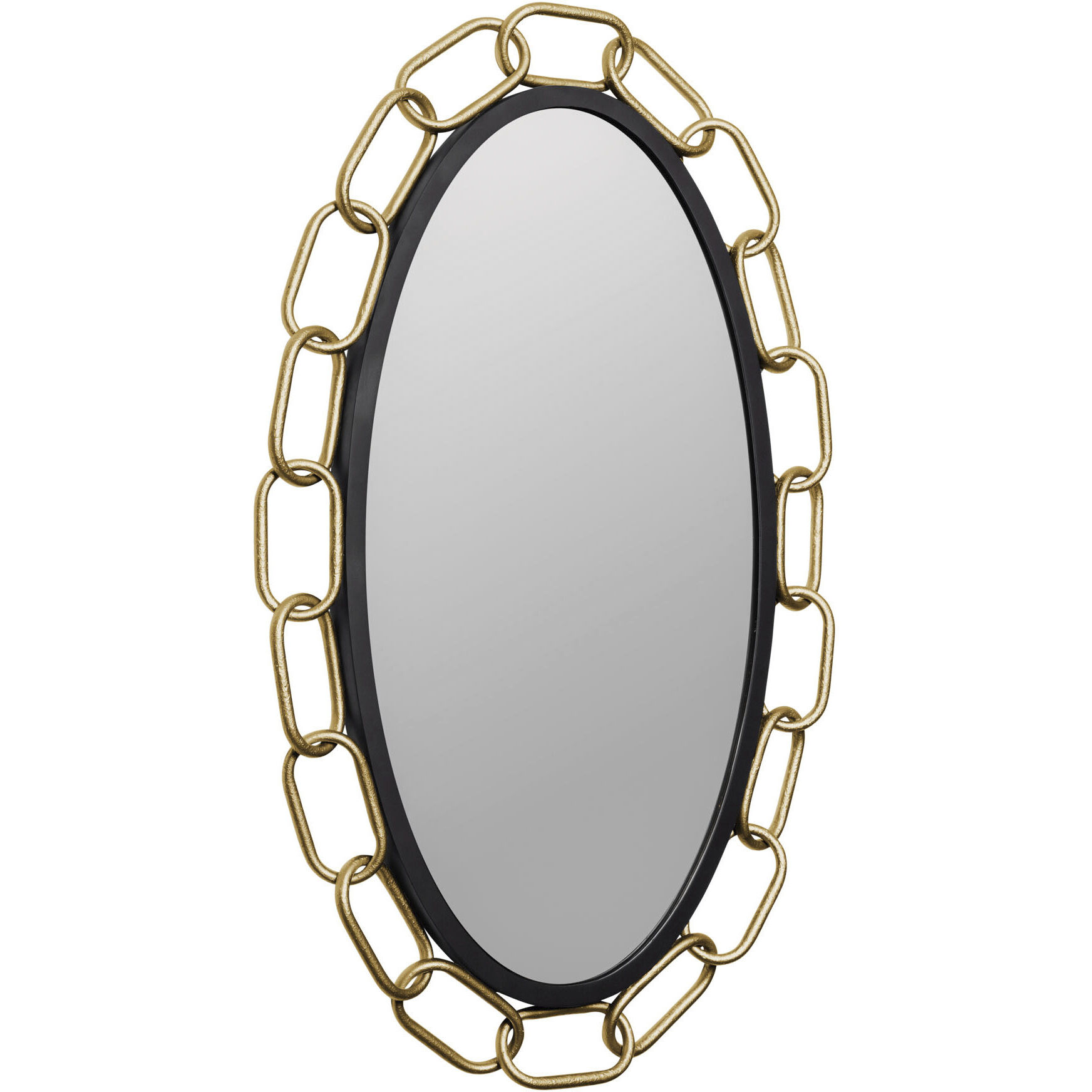 Chains of Love 40 X 24 inch Matte Black and Textured Gold Wall Mirror