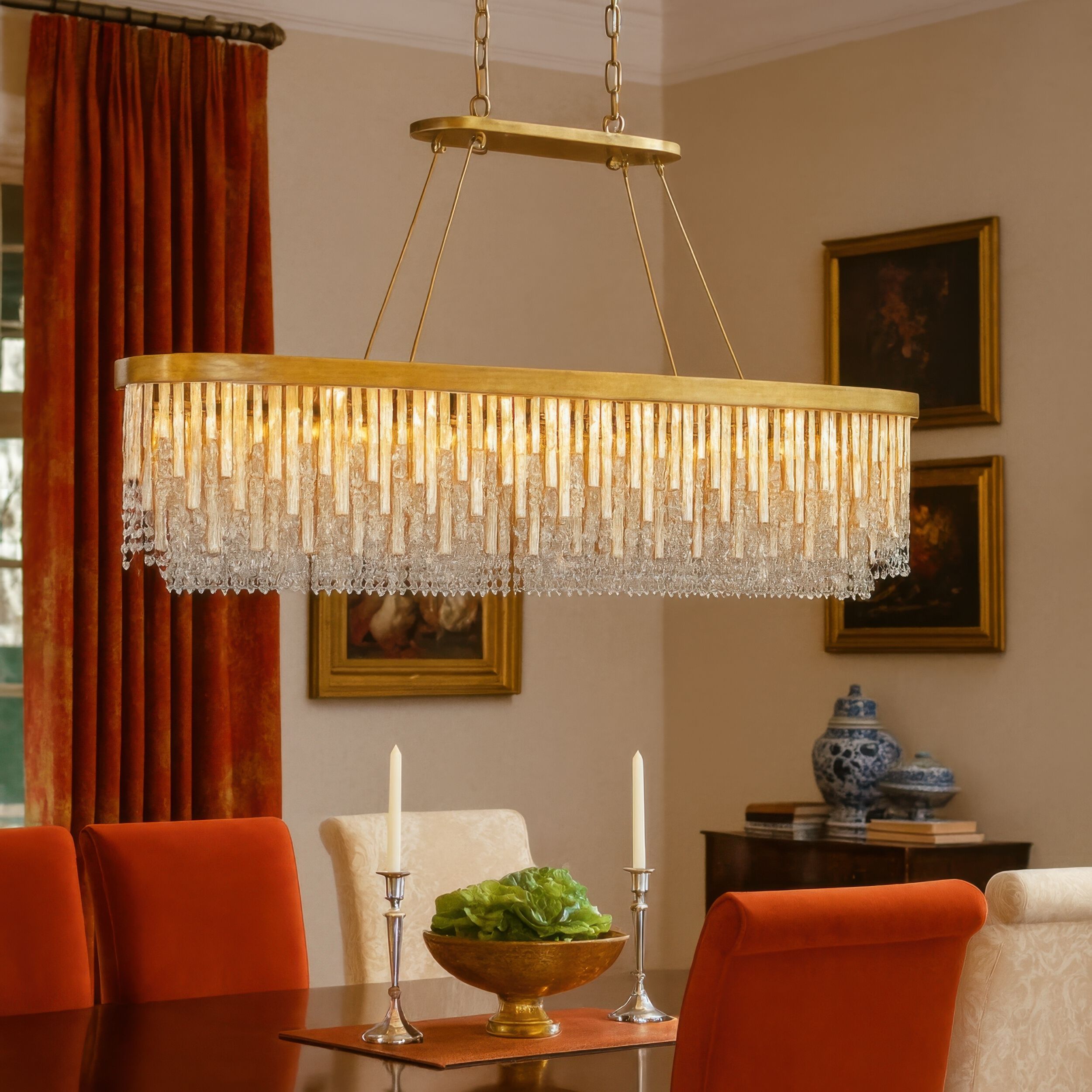 Lafayette 6 Light 48 inch Havana Gold Linear Pendant Ceiling Light