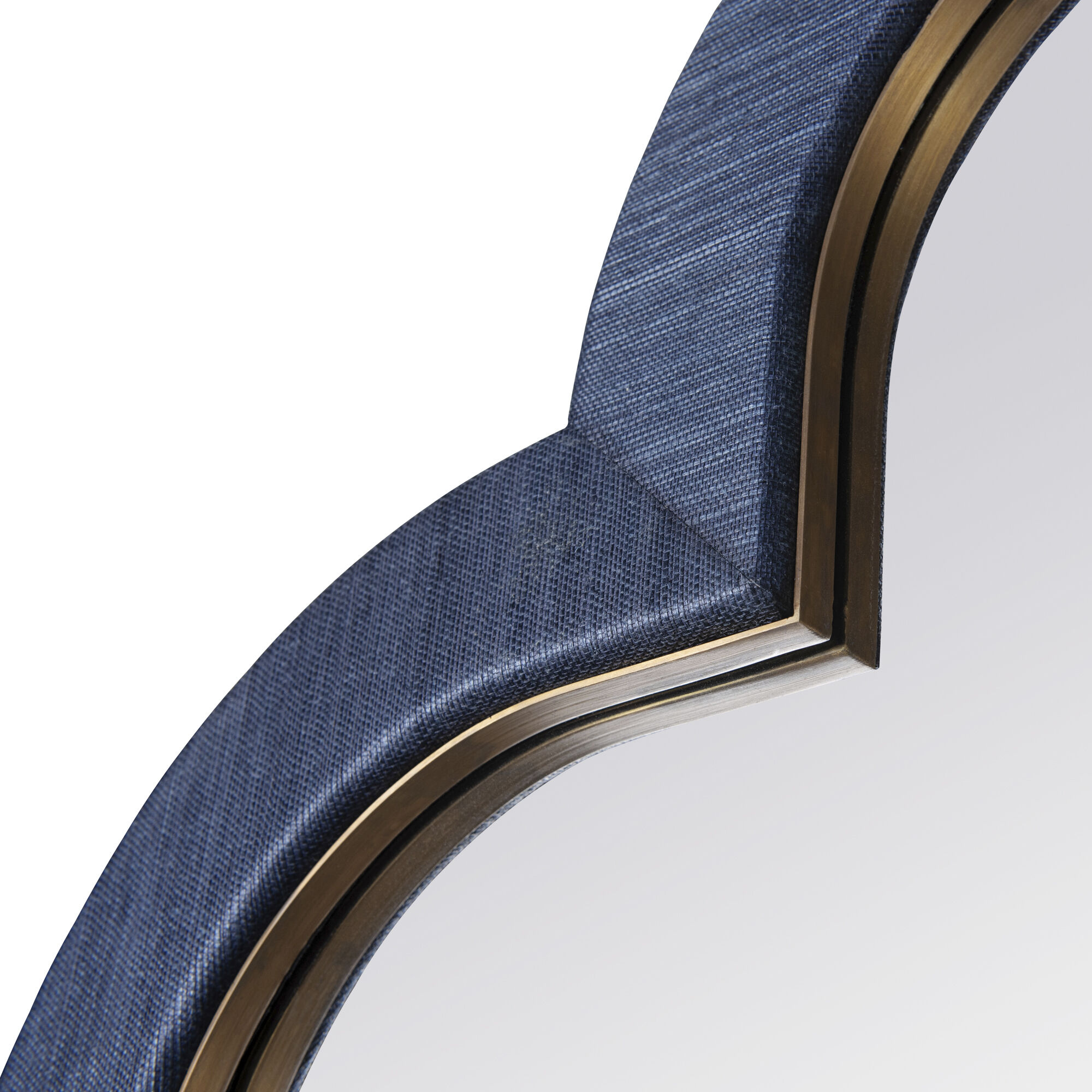 Swiss 50 X 50 inch Dark Blue Grasscloth with Weathered Brass Wall Mirror