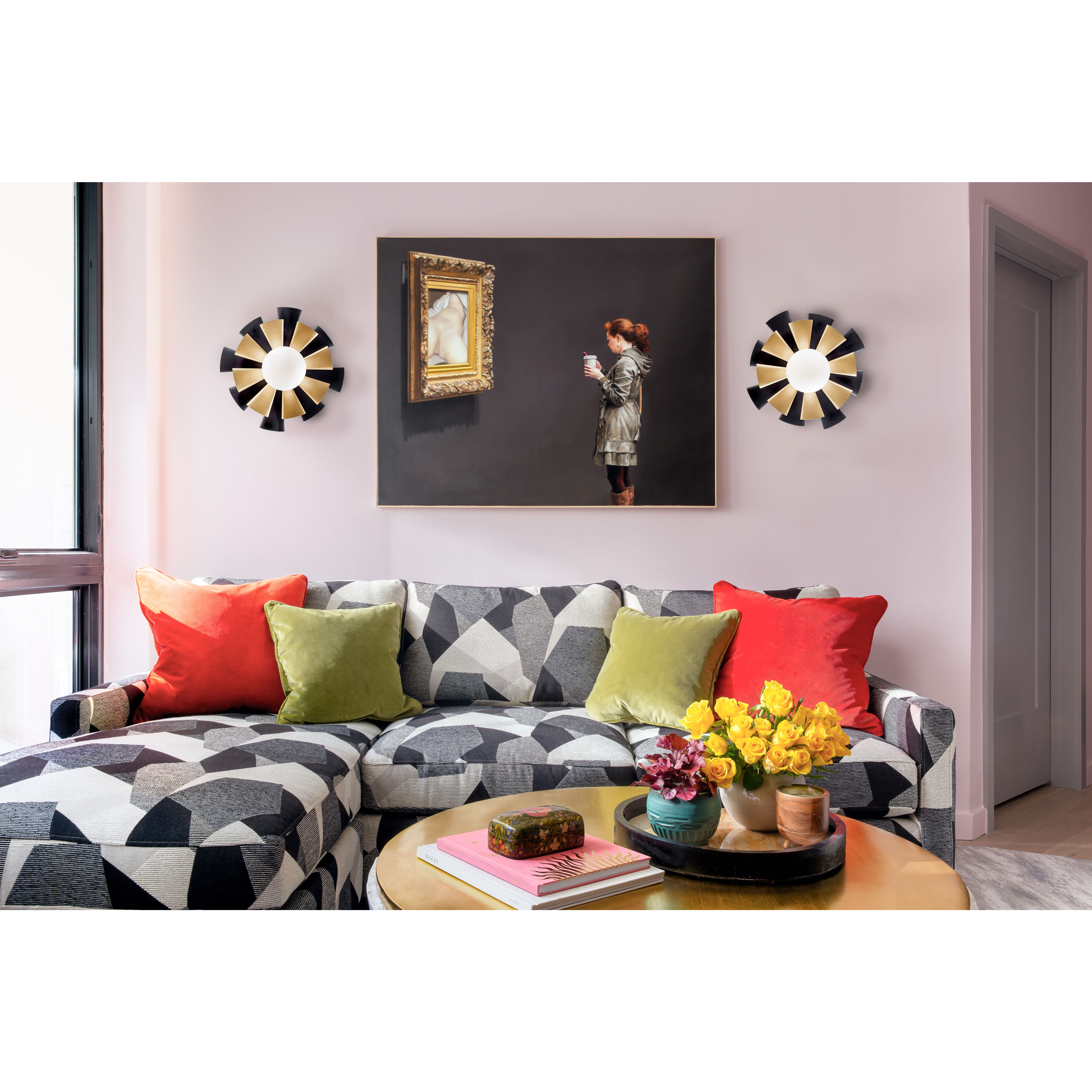 Daphne 1 Light 12 inch Matte Black and French Gold Convertible Flush Mount Ceiling Light, Smithsonian Collaboration